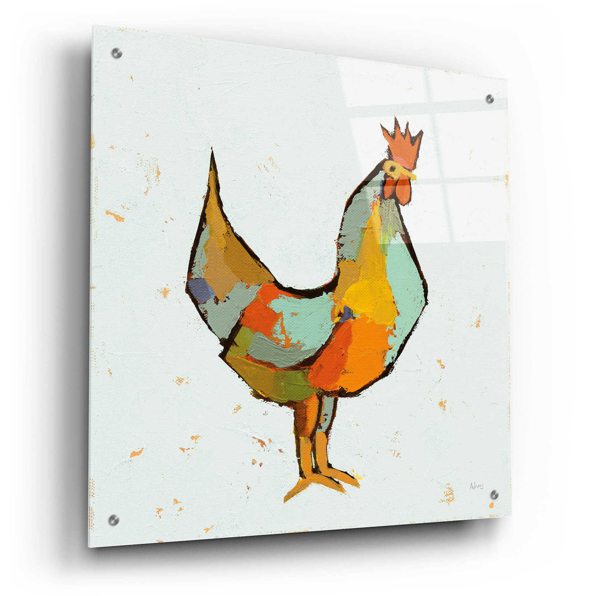 Epic Art 'The Strutter on White' by Phyllis Adams, Acrylic Glass Wall Art,24x24