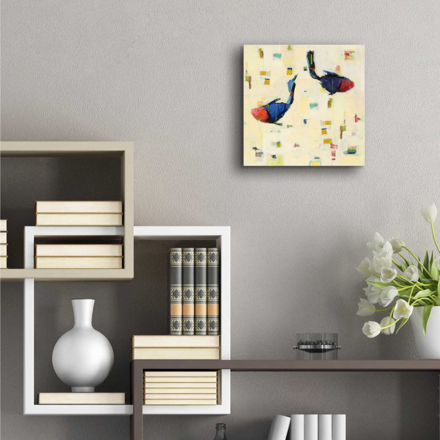 Epic Art 'One Fish Two Fish Big' by Phyllis Adams, Acrylic Glass Wall Art,12x12