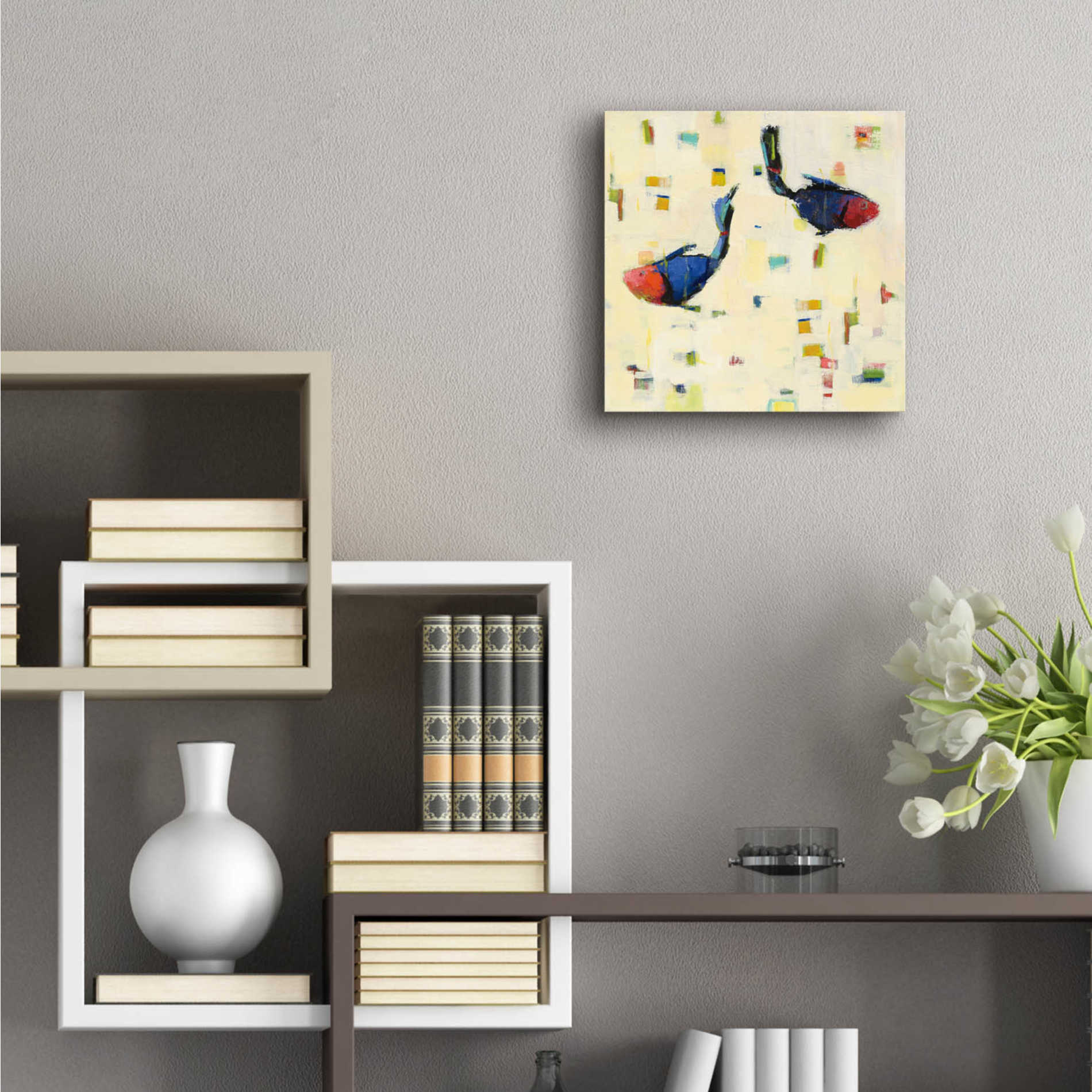 Epic Art 'One Fish Two Fish Big' by Phyllis Adams, Acrylic Glass Wall Art,12x12