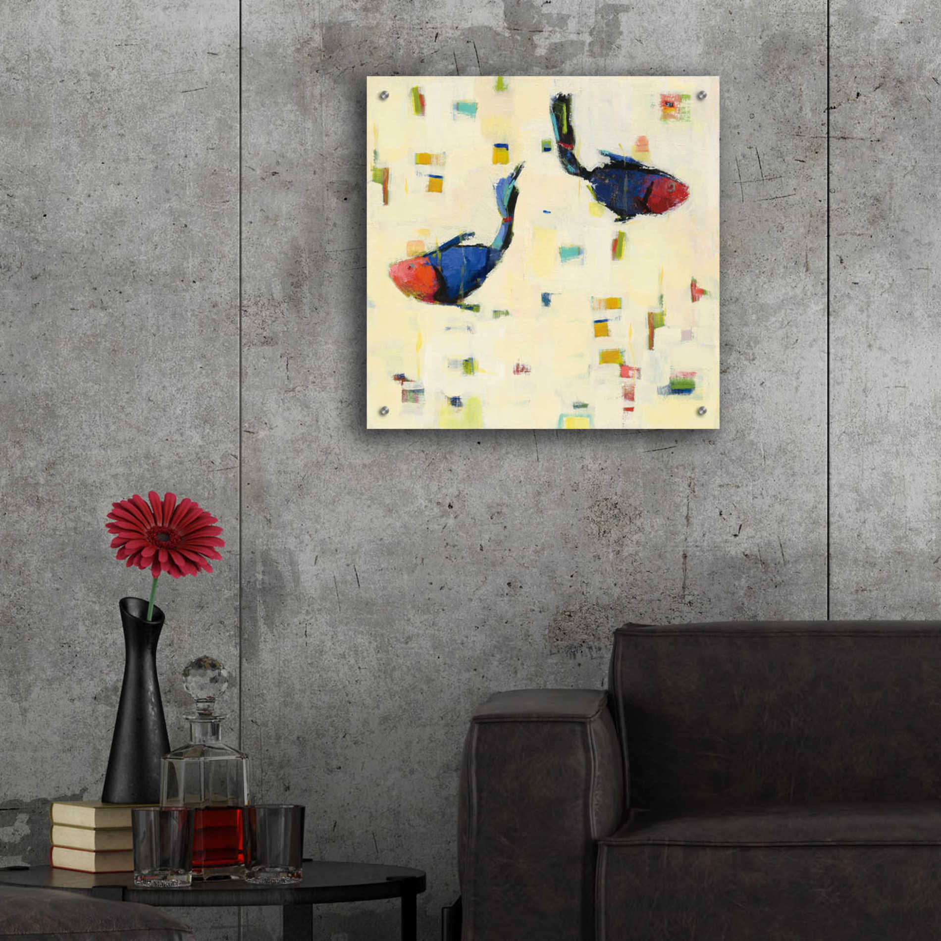 Epic Art 'One Fish Two Fish Big' by Phyllis Adams, Acrylic Glass Wall Art,24x24
