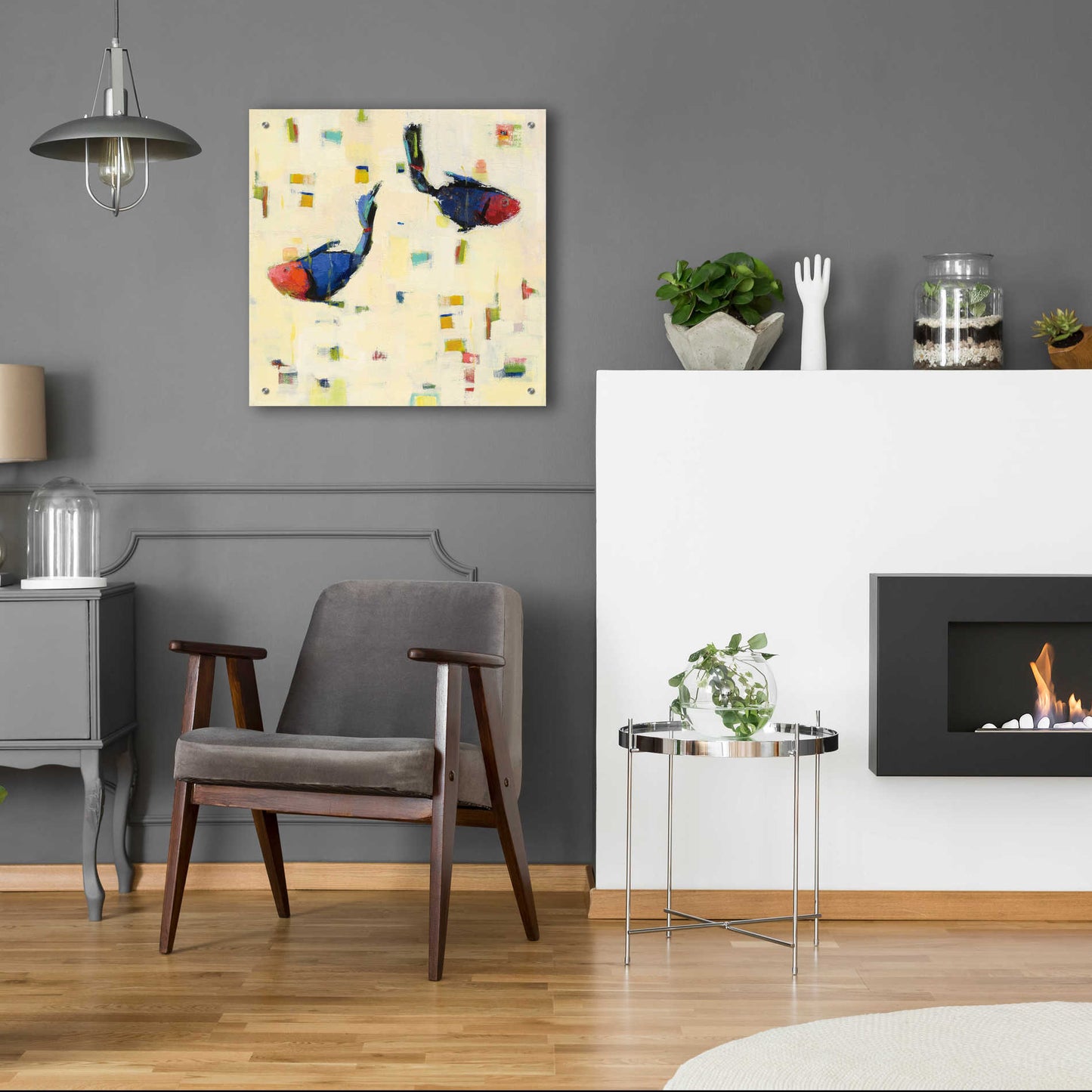 Epic Art 'One Fish Two Fish Big' by Phyllis Adams, Acrylic Glass Wall Art,24x24