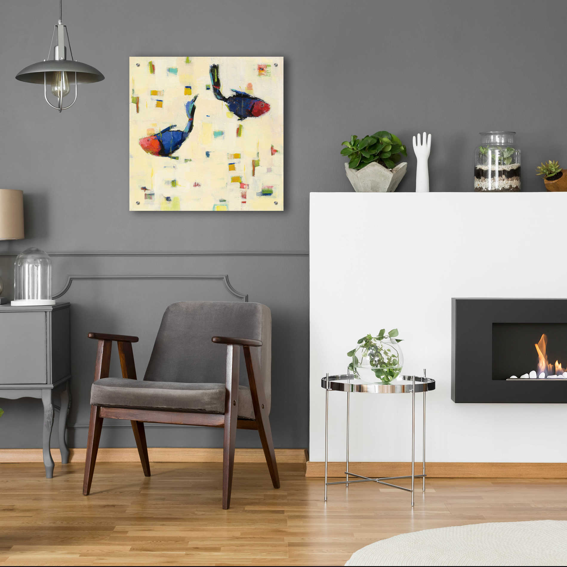 Epic Art 'One Fish Two Fish Big' by Phyllis Adams, Acrylic Glass Wall Art,24x24