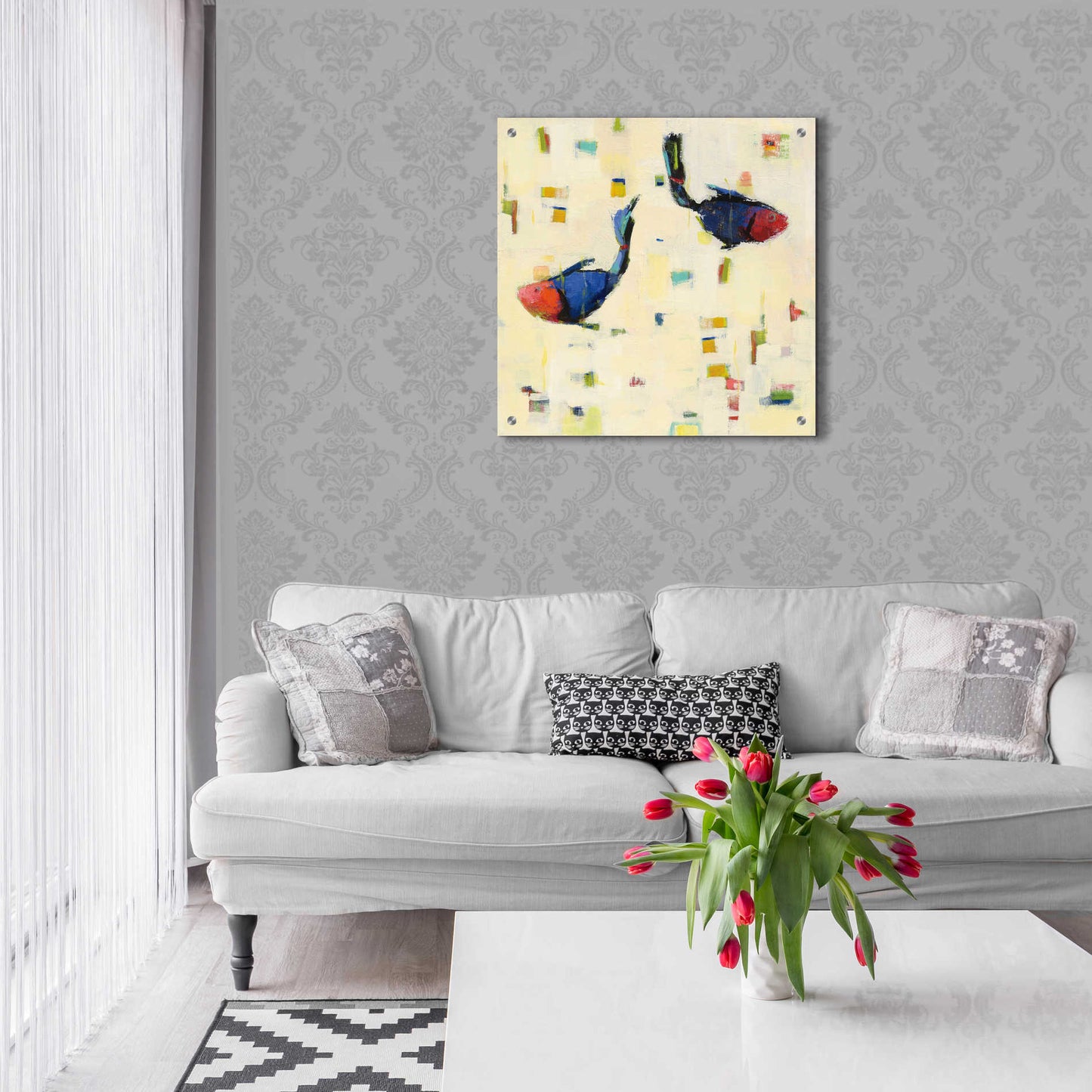 Epic Art 'One Fish Two Fish Big' by Phyllis Adams, Acrylic Glass Wall Art,24x24