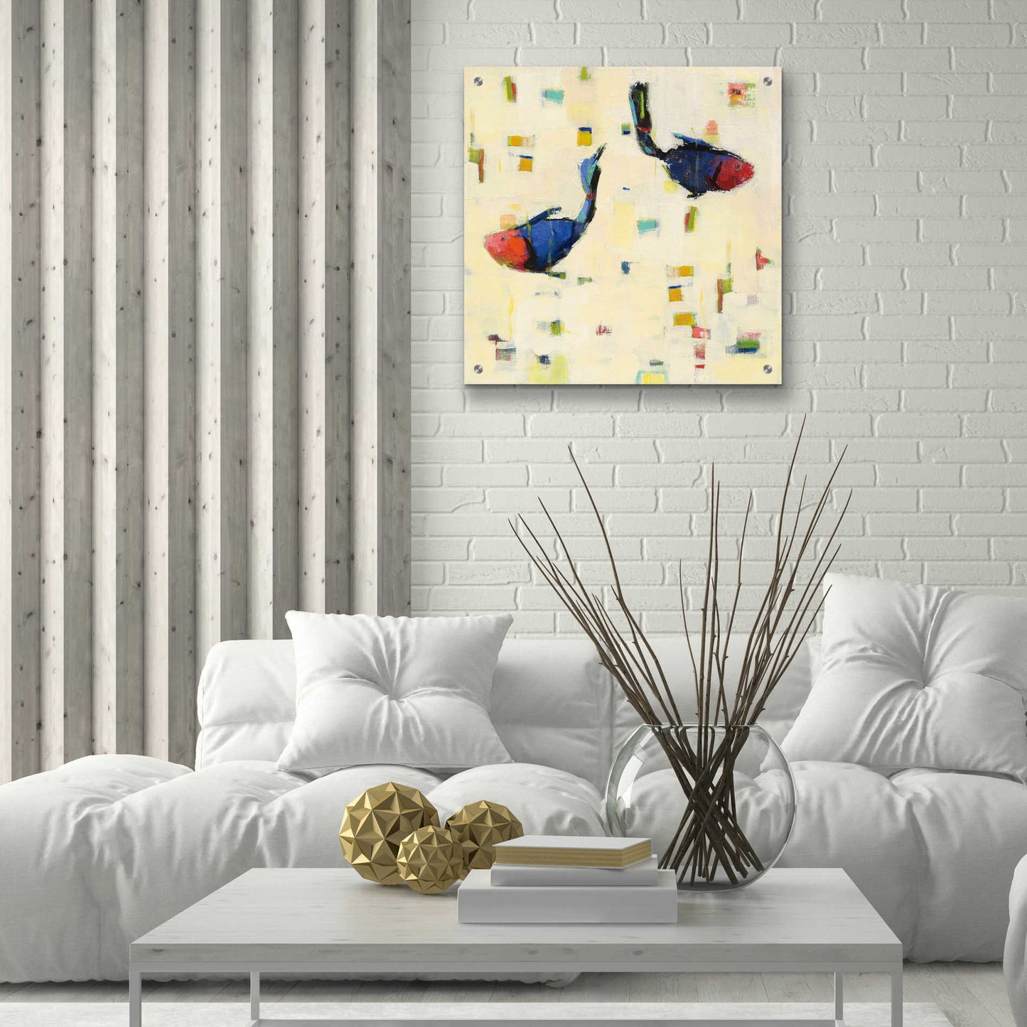 Epic Art 'One Fish Two Fish Big' by Phyllis Adams, Acrylic Glass Wall Art,24x24