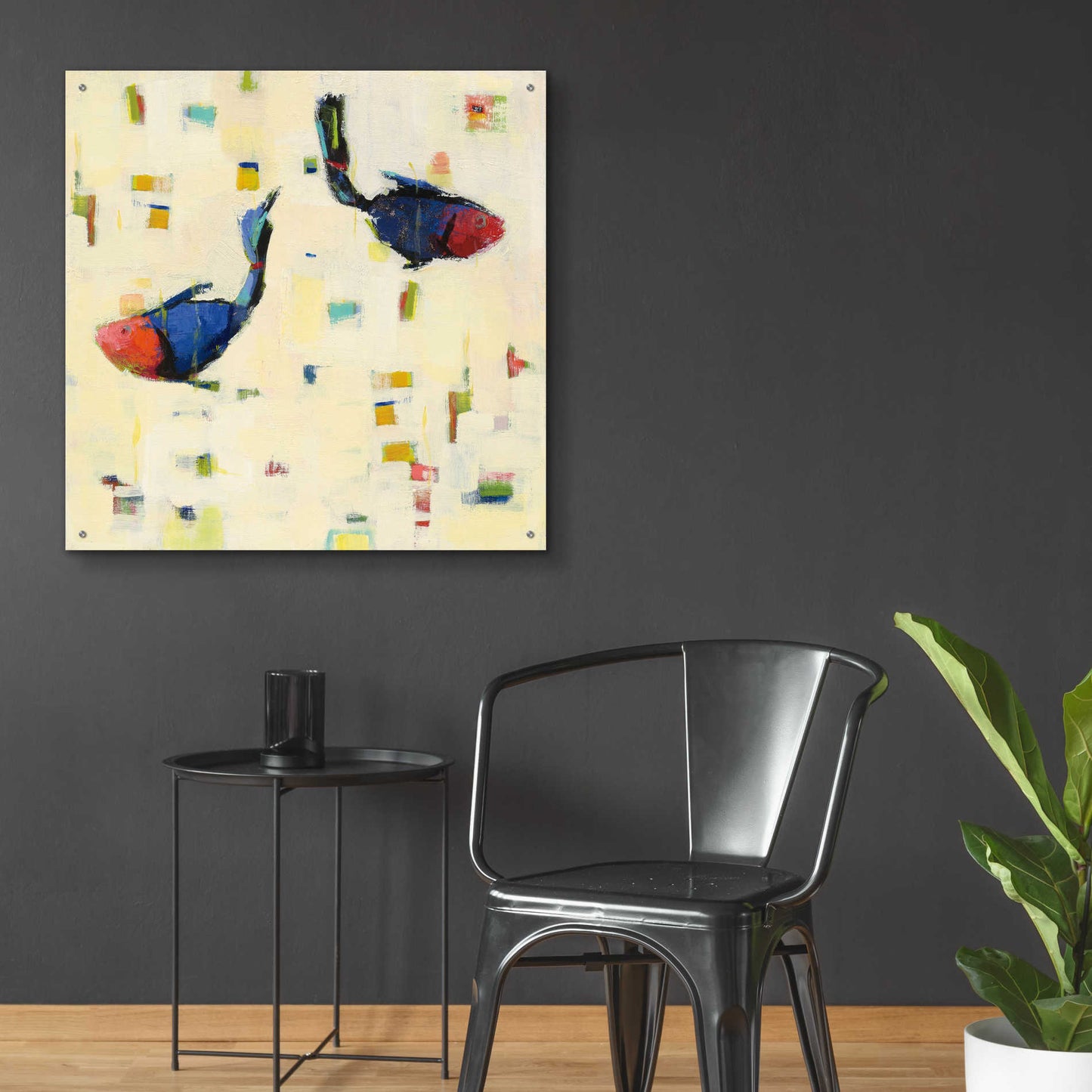 Epic Art 'One Fish Two Fish Big' by Phyllis Adams, Acrylic Glass Wall Art,36x36