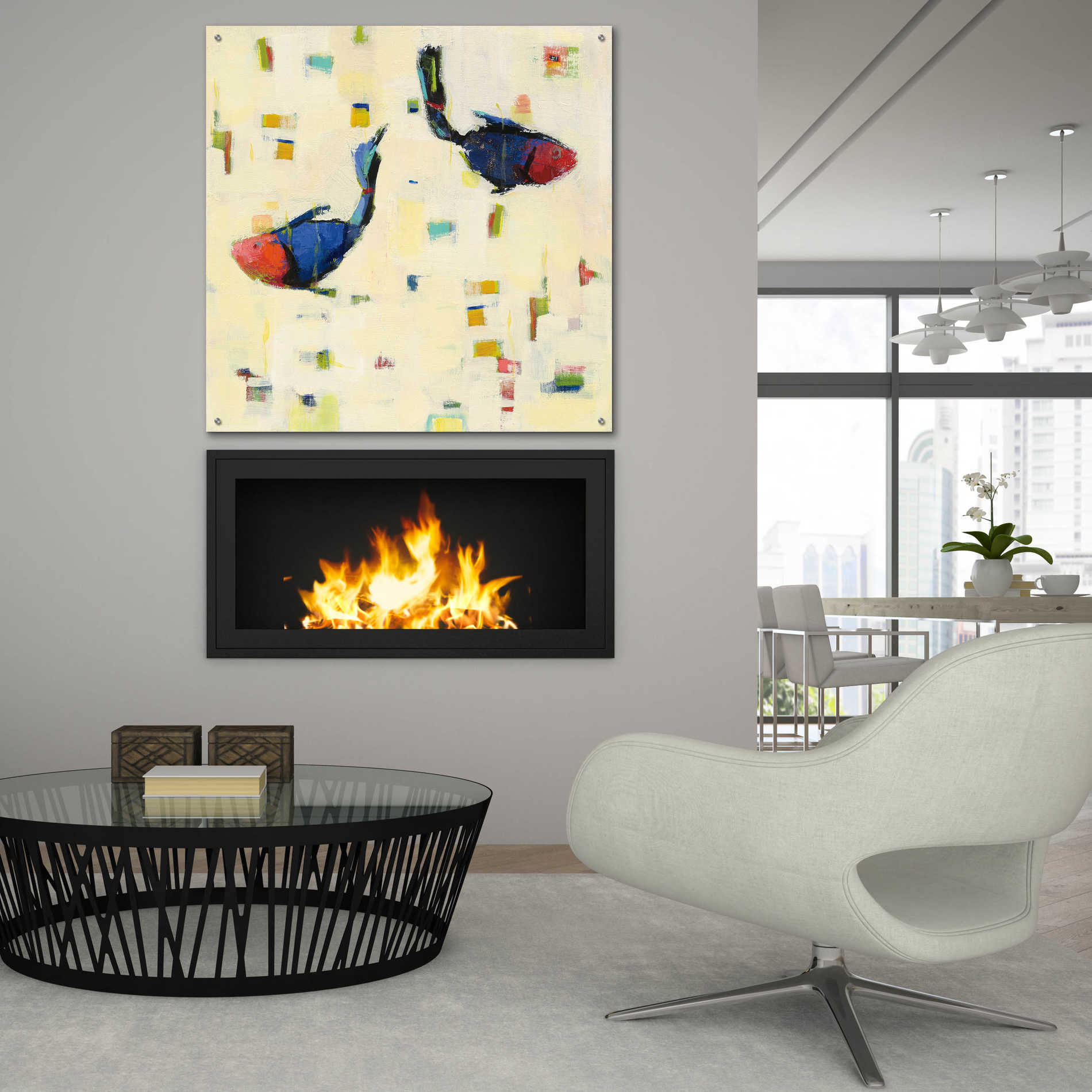 Epic Art 'One Fish Two Fish Big' by Phyllis Adams, Acrylic Glass Wall Art,36x36