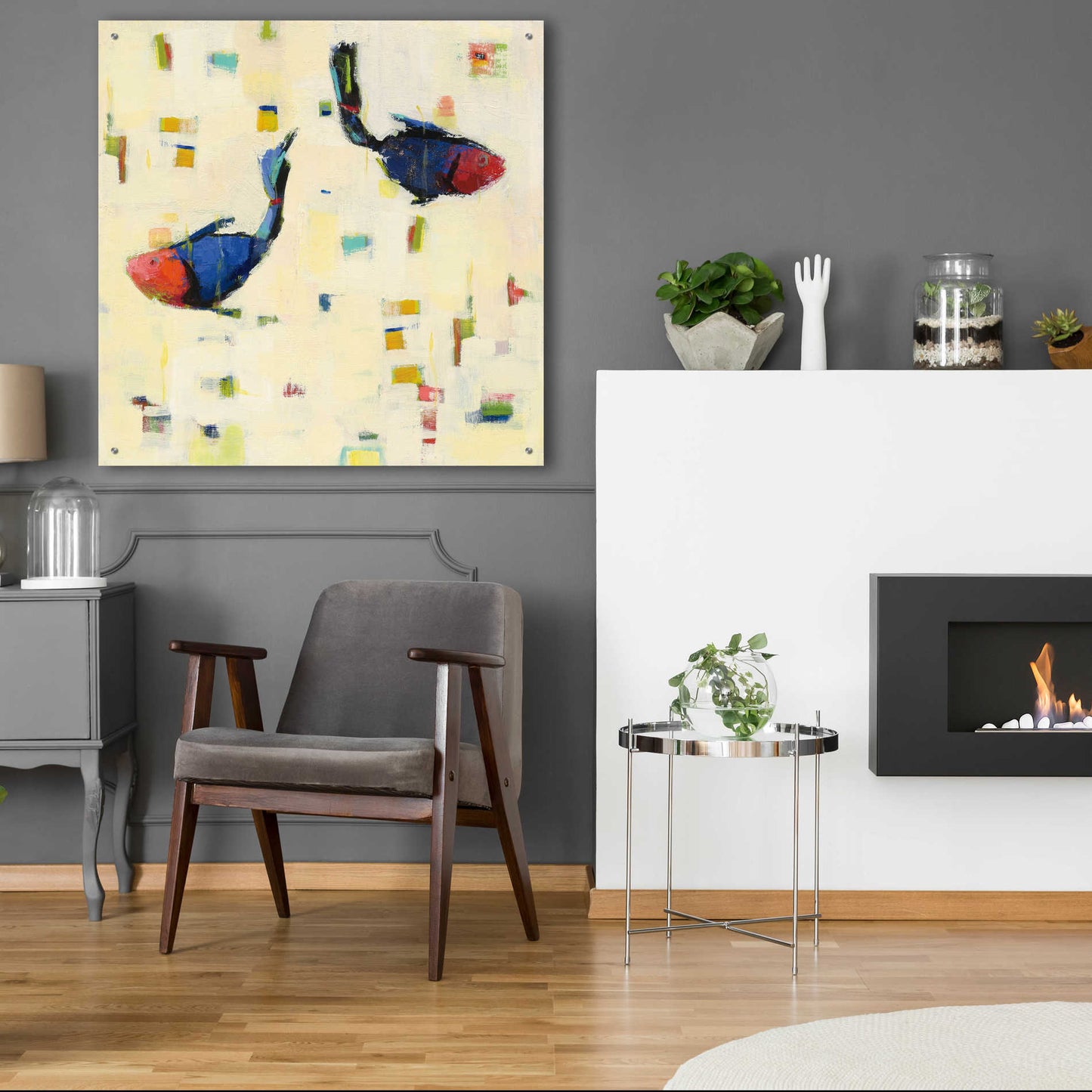 Epic Art 'One Fish Two Fish Big' by Phyllis Adams, Acrylic Glass Wall Art,36x36