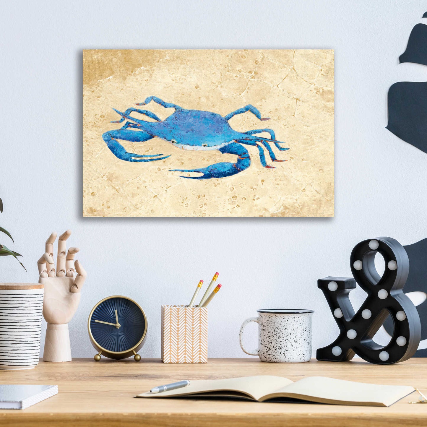 Epic Art 'Blue Crab V Neutral Crop' by Phyllis Adams, Acrylic Glass Wall Art,16x12