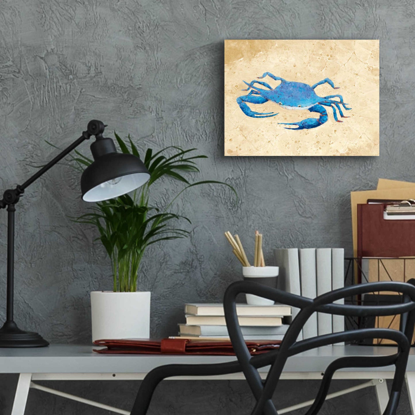 Epic Art 'Blue Crab V Neutral Crop' by Phyllis Adams, Acrylic Glass Wall Art,16x12