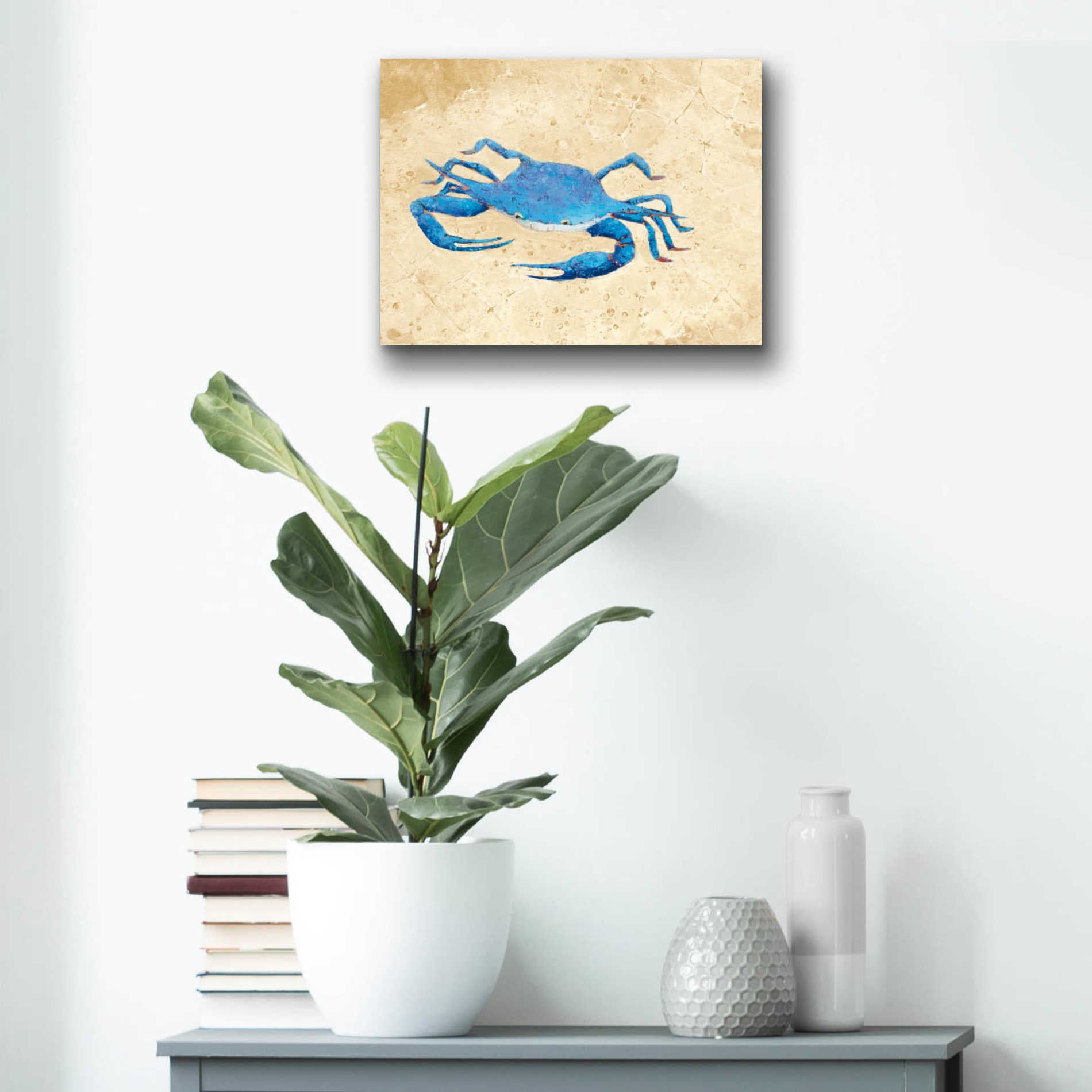 Epic Art 'Blue Crab V Neutral Crop' by Phyllis Adams, Acrylic Glass Wall Art,16x12