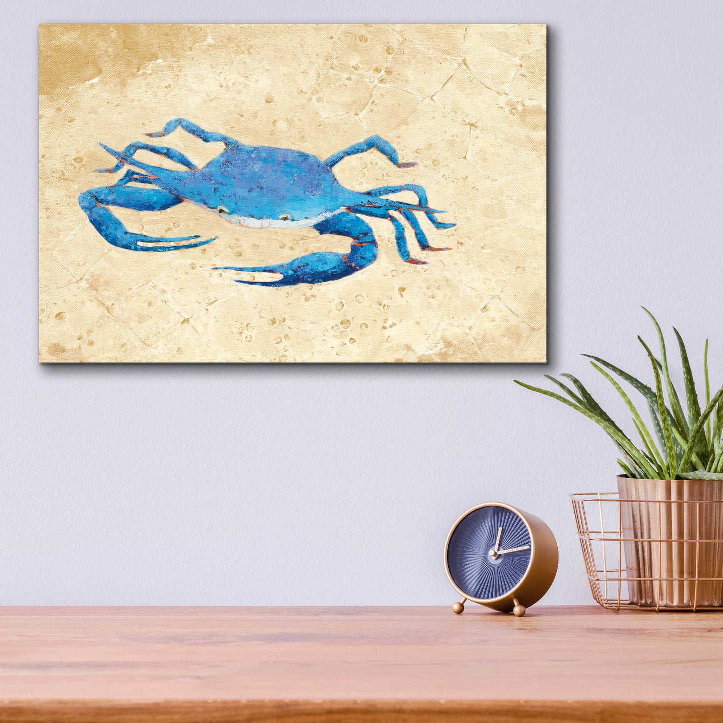 Epic Art 'Blue Crab V Neutral Crop' by Phyllis Adams, Acrylic Glass Wall Art,16x12