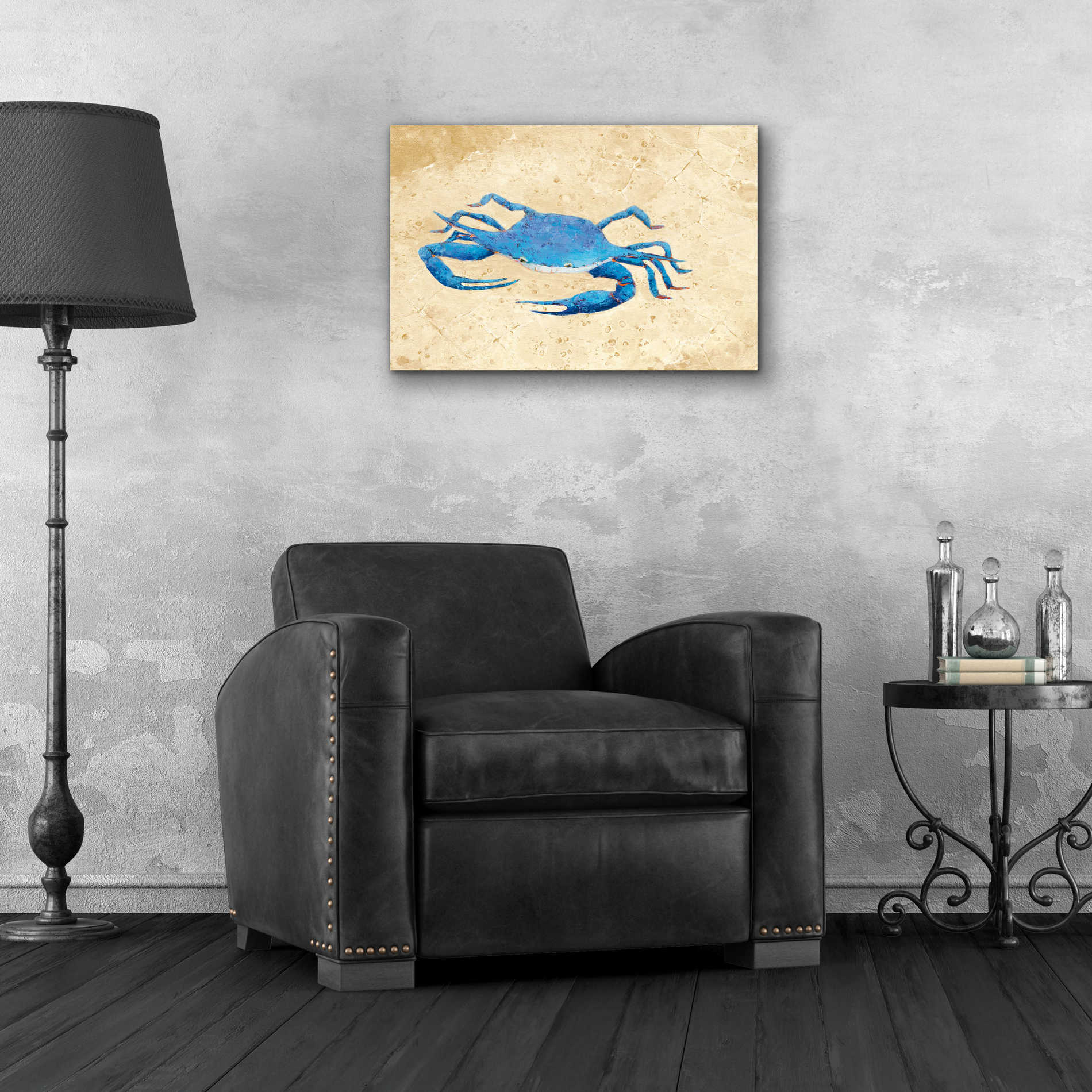 Epic Art 'Blue Crab V Neutral Crop' by Phyllis Adams, Acrylic Glass Wall Art,24x16