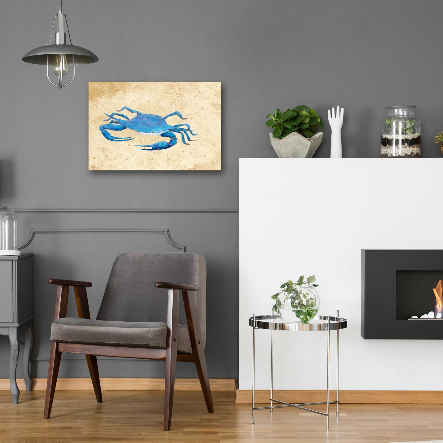 Epic Art 'Blue Crab V Neutral Crop' by Phyllis Adams, Acrylic Glass Wall Art,24x16