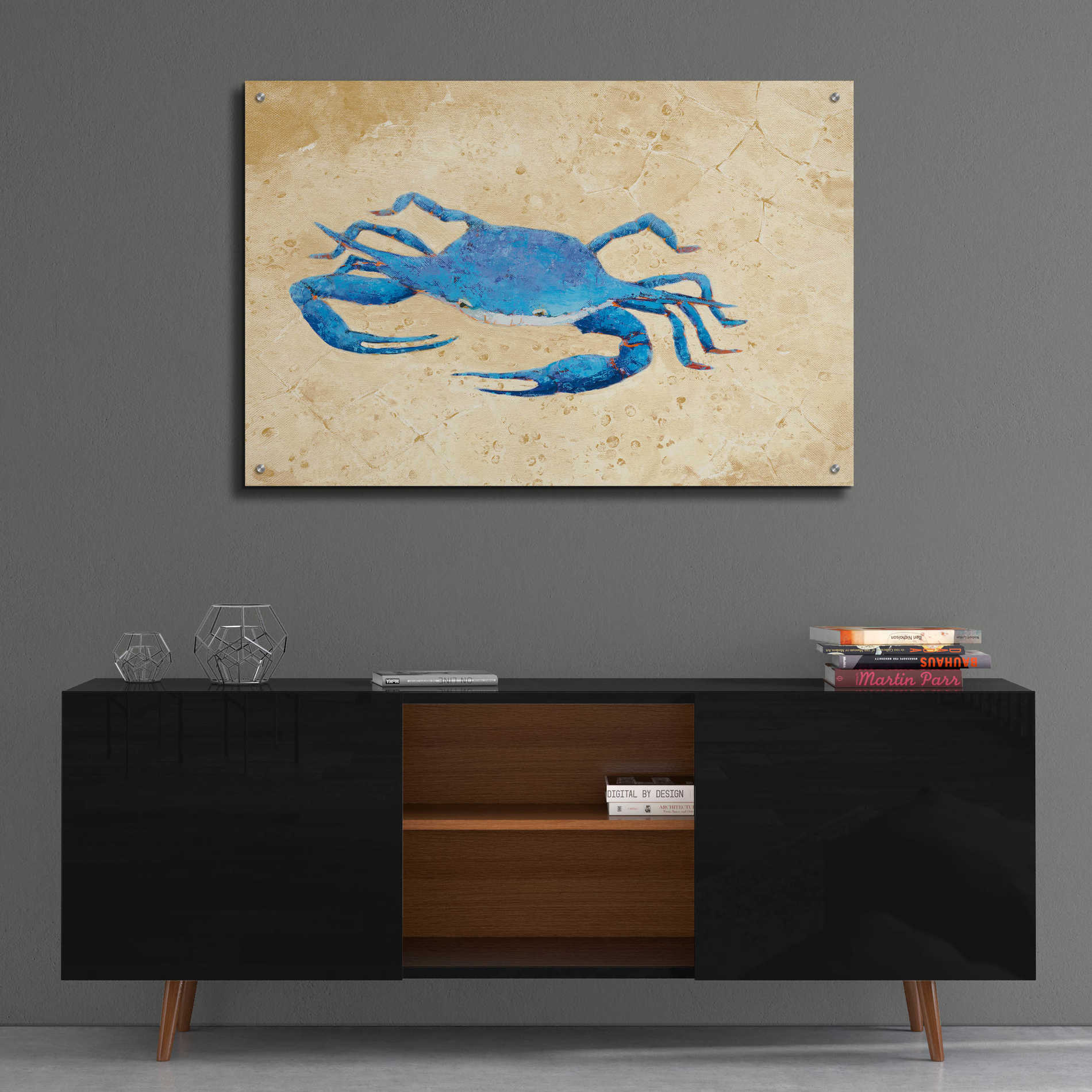 Epic Art 'Blue Crab V Neutral Crop' by Phyllis Adams, Acrylic Glass Wall Art,36x24