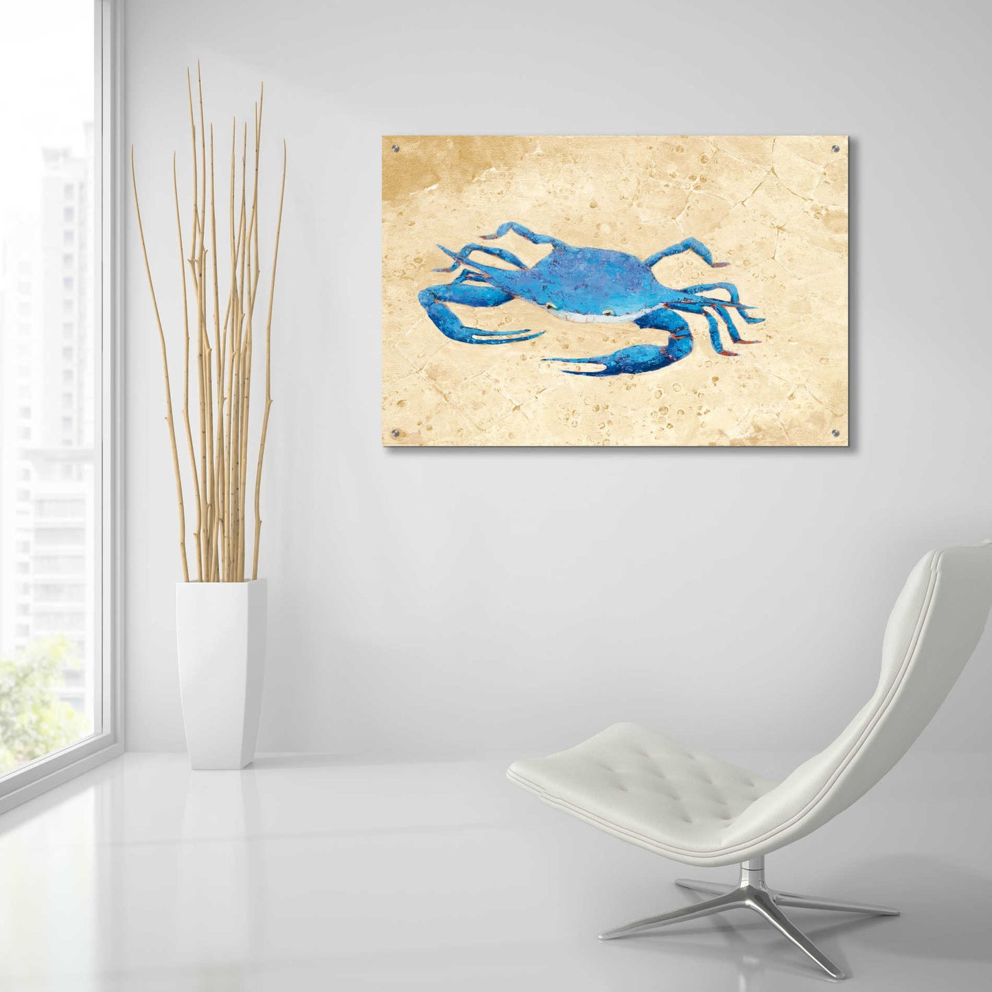 Epic Art 'Blue Crab V Neutral Crop' by Phyllis Adams, Acrylic Glass Wall Art,36x24