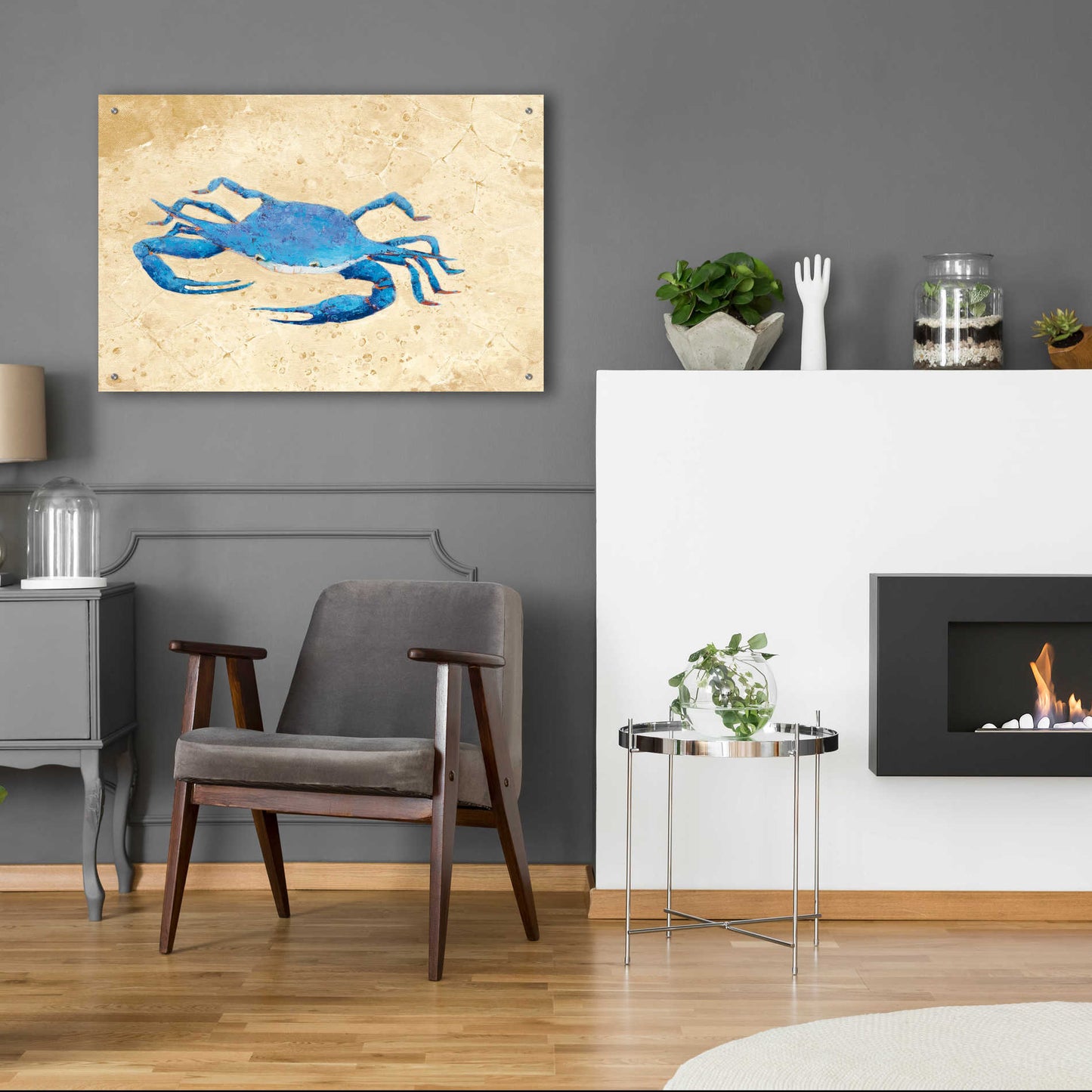 Epic Art 'Blue Crab V Neutral Crop' by Phyllis Adams, Acrylic Glass Wall Art,36x24