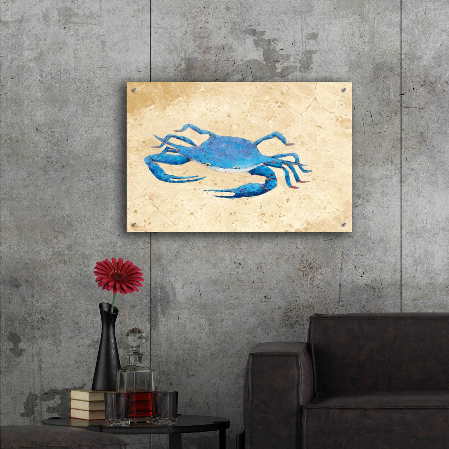 Epic Art 'Blue Crab V Neutral Crop' by Phyllis Adams, Acrylic Glass Wall Art,36x24