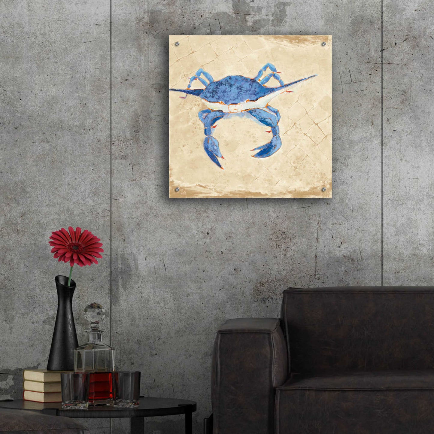 Epic Art 'Blue Crab VI Neutral' by Phyllis Adams, Acrylic Glass Wall Art,24x24