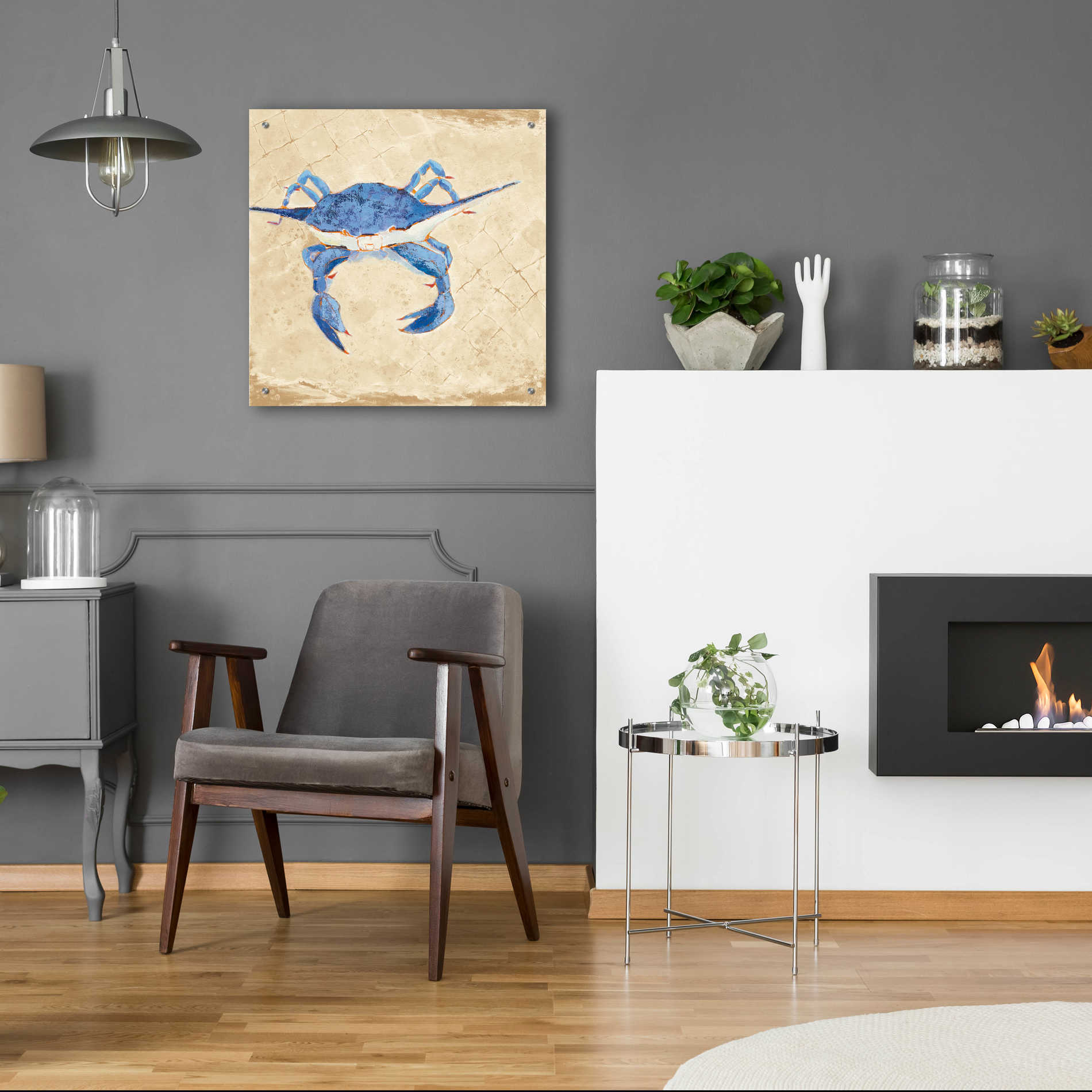 Epic Art 'Blue Crab VI Neutral' by Phyllis Adams, Acrylic Glass Wall Art,24x24