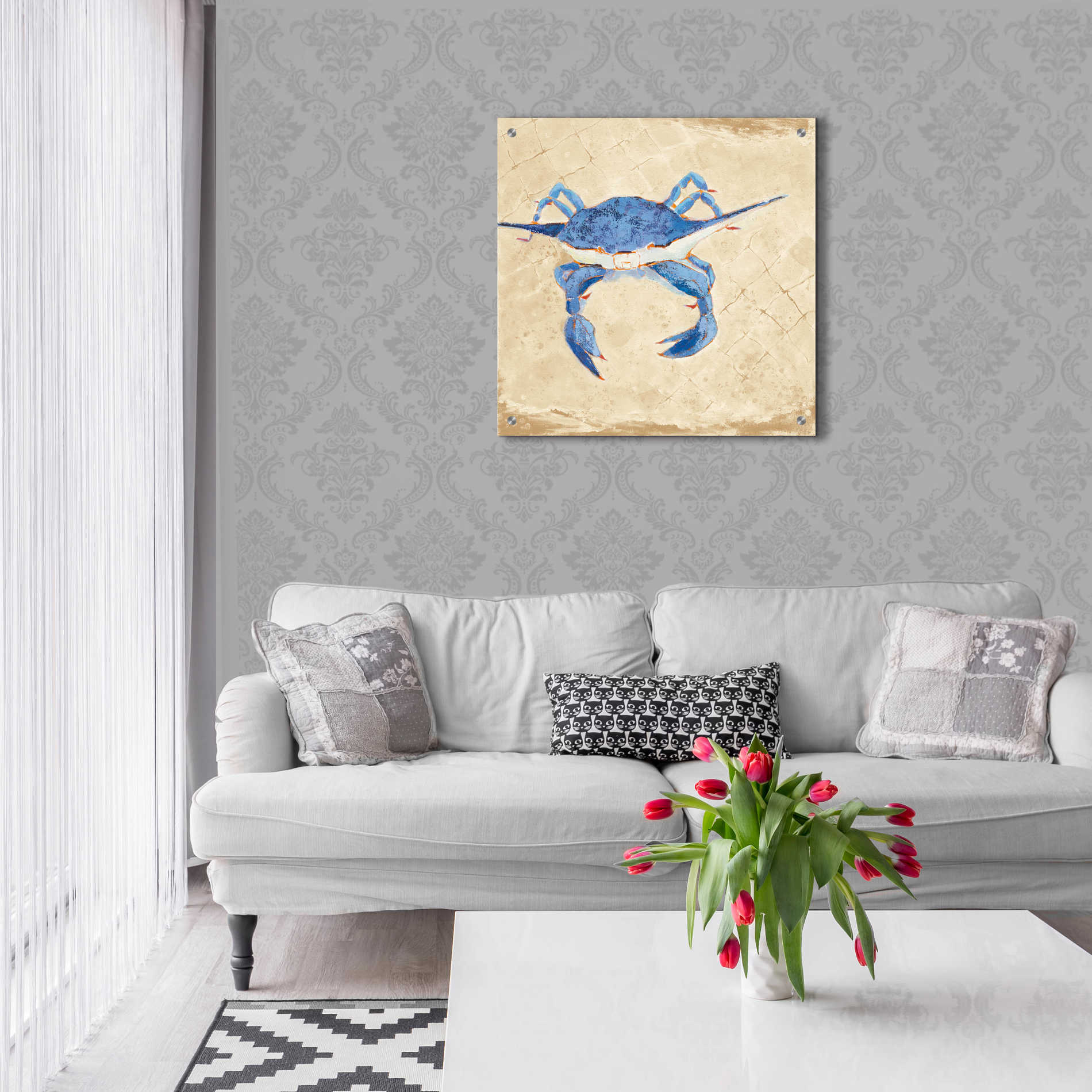 Epic Art 'Blue Crab VI Neutral' by Phyllis Adams, Acrylic Glass Wall Art,24x24