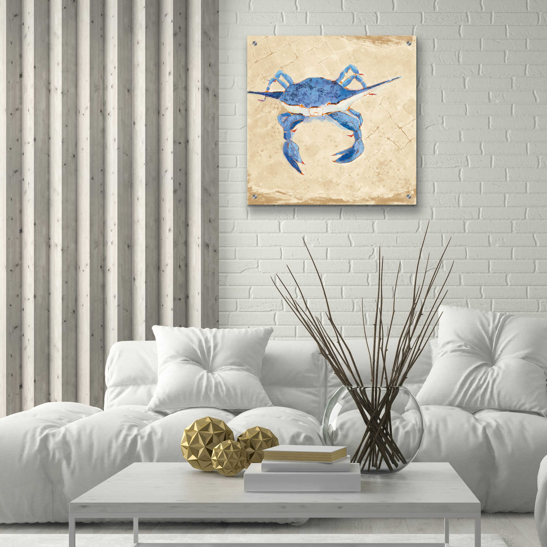 Epic Art 'Blue Crab VI Neutral' by Phyllis Adams, Acrylic Glass Wall Art,24x24