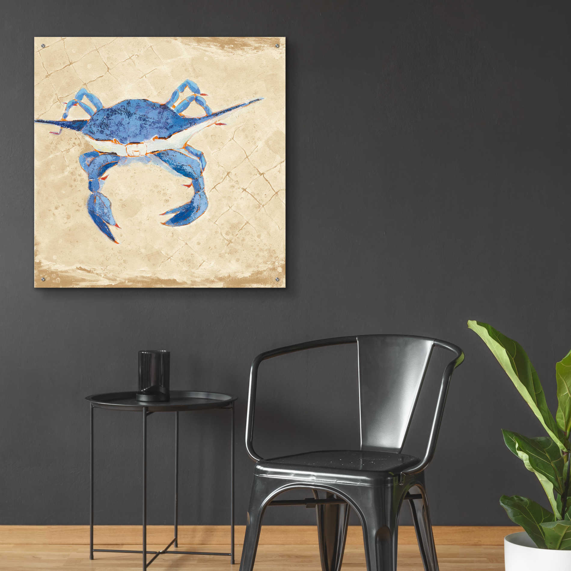 Epic Art 'Blue Crab VI Neutral' by Phyllis Adams, Acrylic Glass Wall Art,36x36