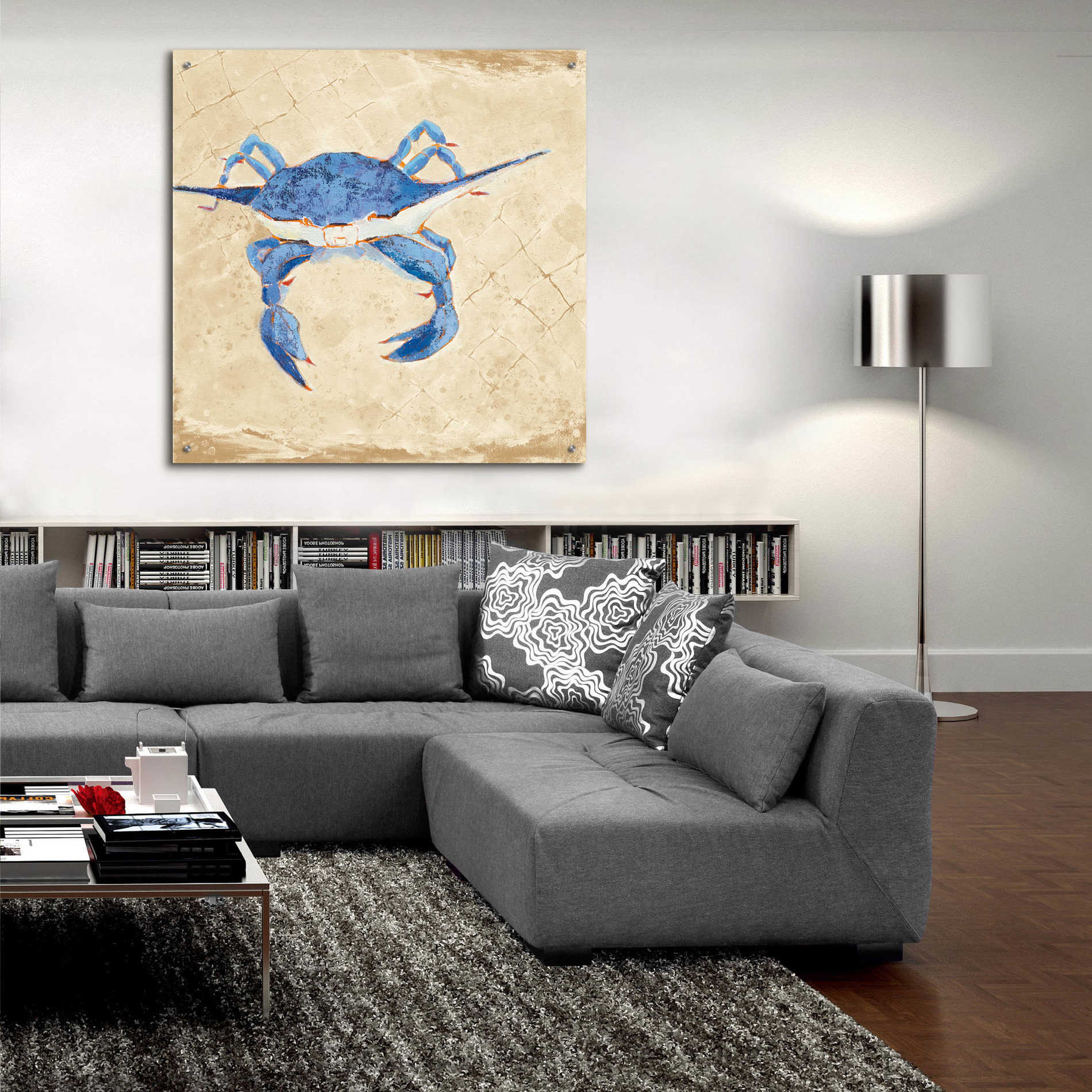 Epic Art 'Blue Crab VI Neutral' by Phyllis Adams, Acrylic Glass Wall Art,36x36