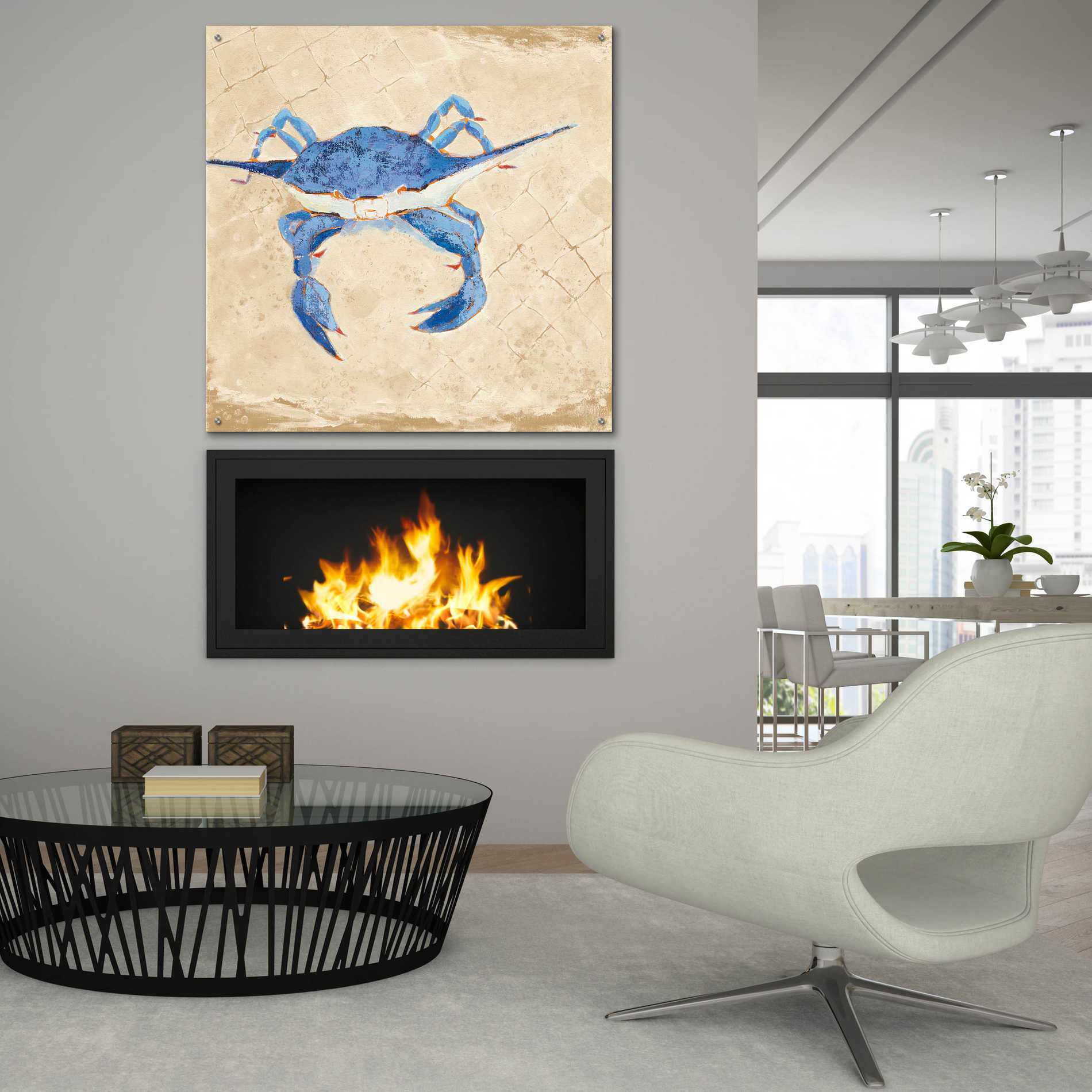 Epic Art 'Blue Crab VI Neutral' by Phyllis Adams, Acrylic Glass Wall Art,36x36