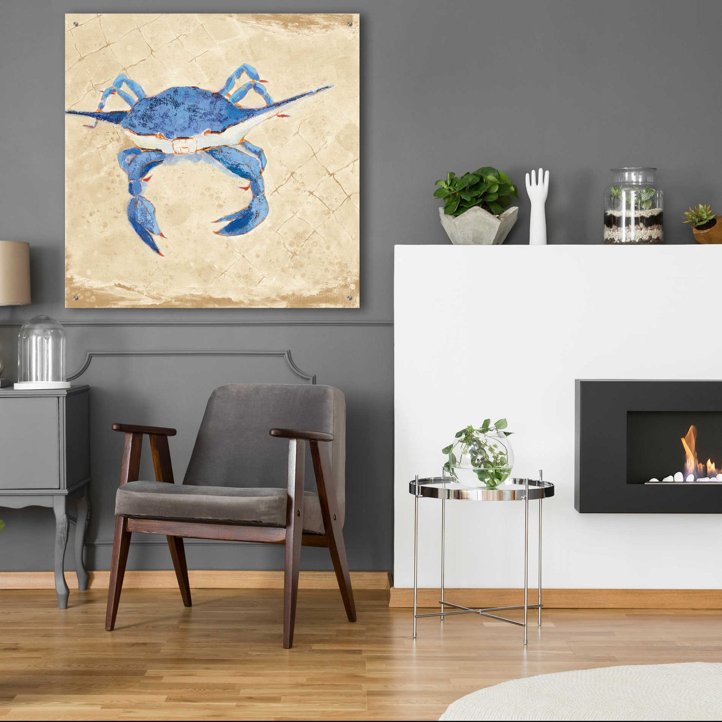 Epic Art 'Blue Crab VI Neutral' by Phyllis Adams, Acrylic Glass Wall Art,36x36