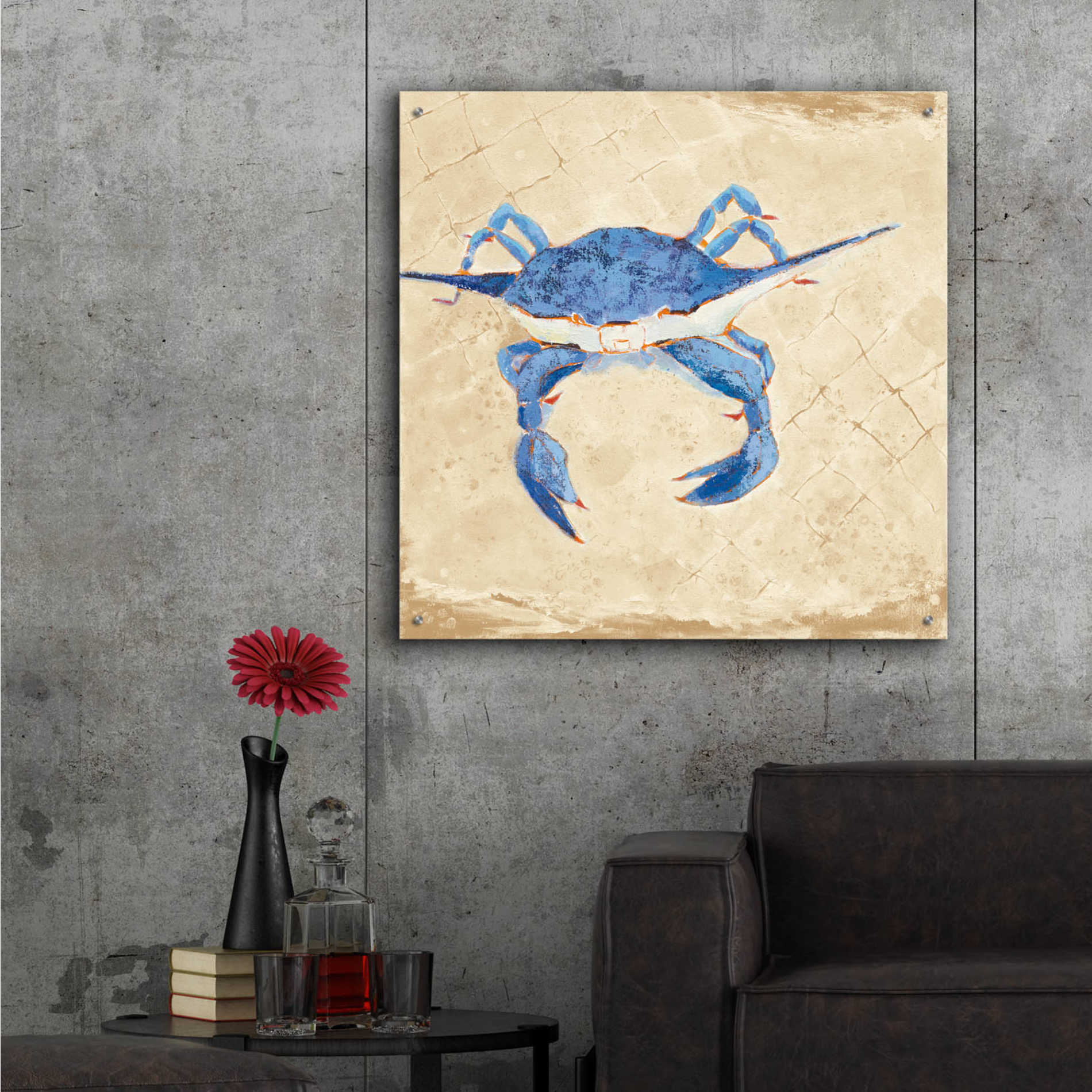 Epic Art 'Blue Crab VI Neutral' by Phyllis Adams, Acrylic Glass Wall Art,36x36