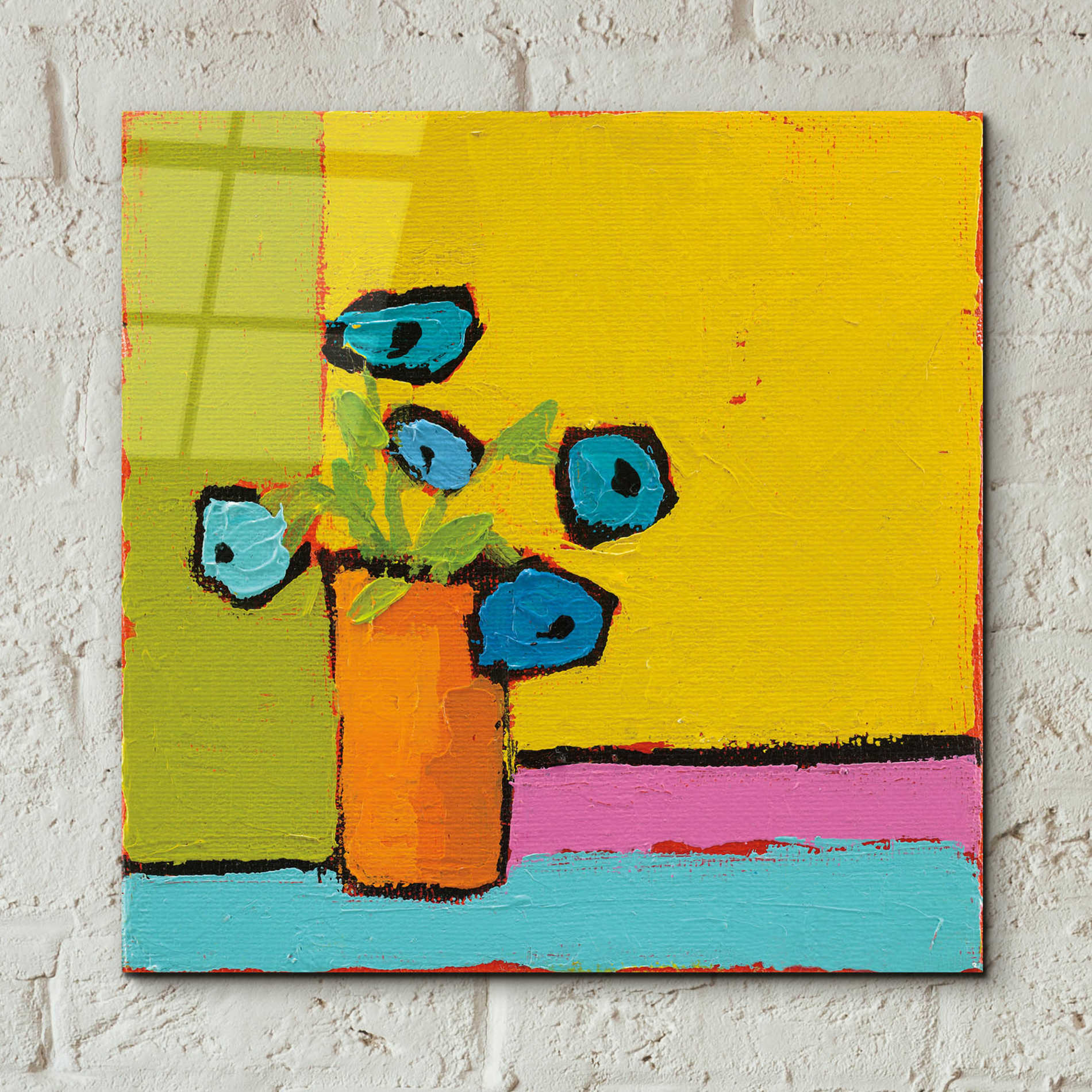 Epic Art 'Orange Vase Bright' by Phyllis Adams, Acrylic Glass Wall Art,12x12