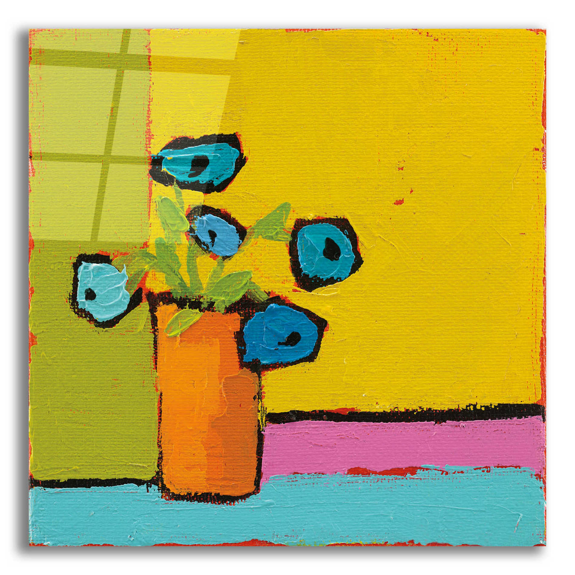 Epic Art 'Orange Vase Bright' by Phyllis Adams, Acrylic Glass Wall Art,12x12