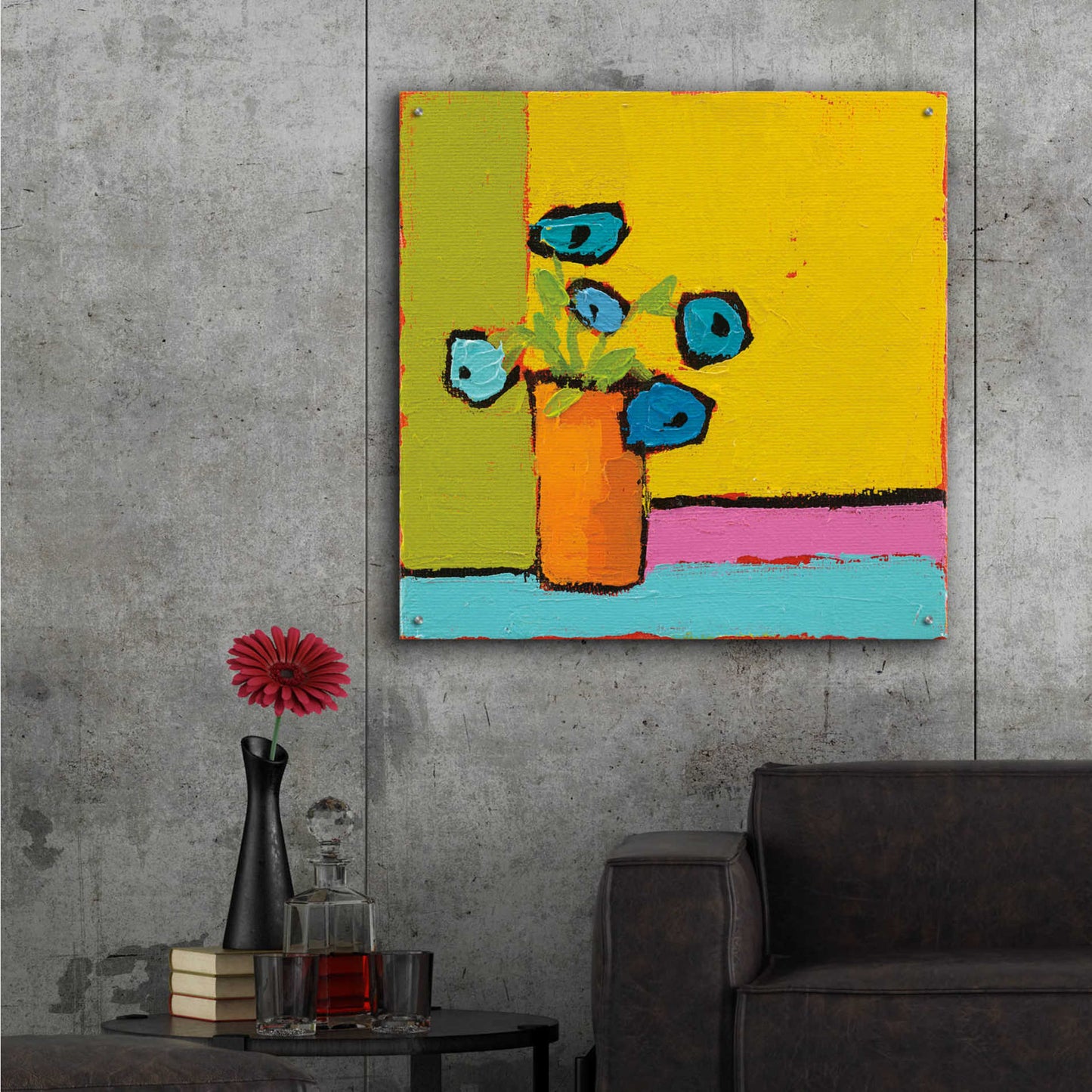 Epic Art 'Orange Vase Bright' by Phyllis Adams, Acrylic Glass Wall Art,36x36