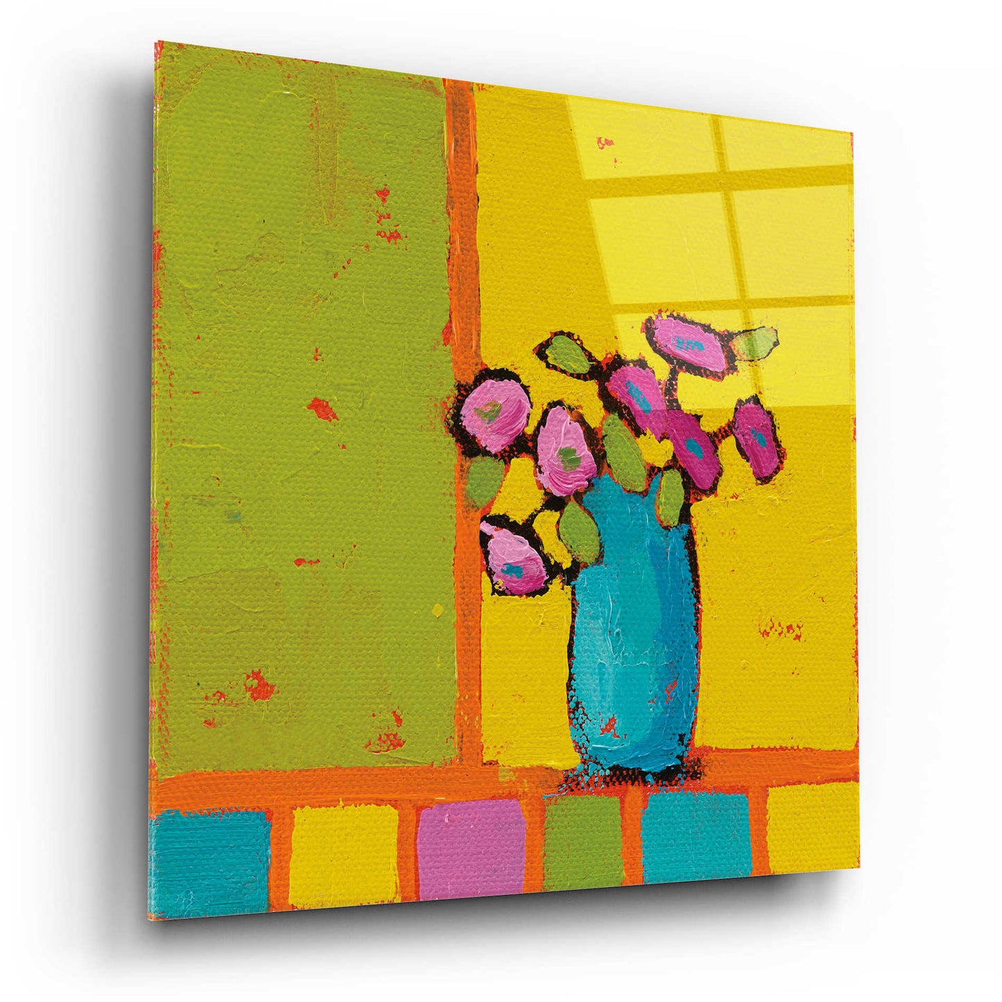 Epic Art 'Turquoise Vase Bright' by Phyllis Adams, Acrylic Glass Wall Art,12x12