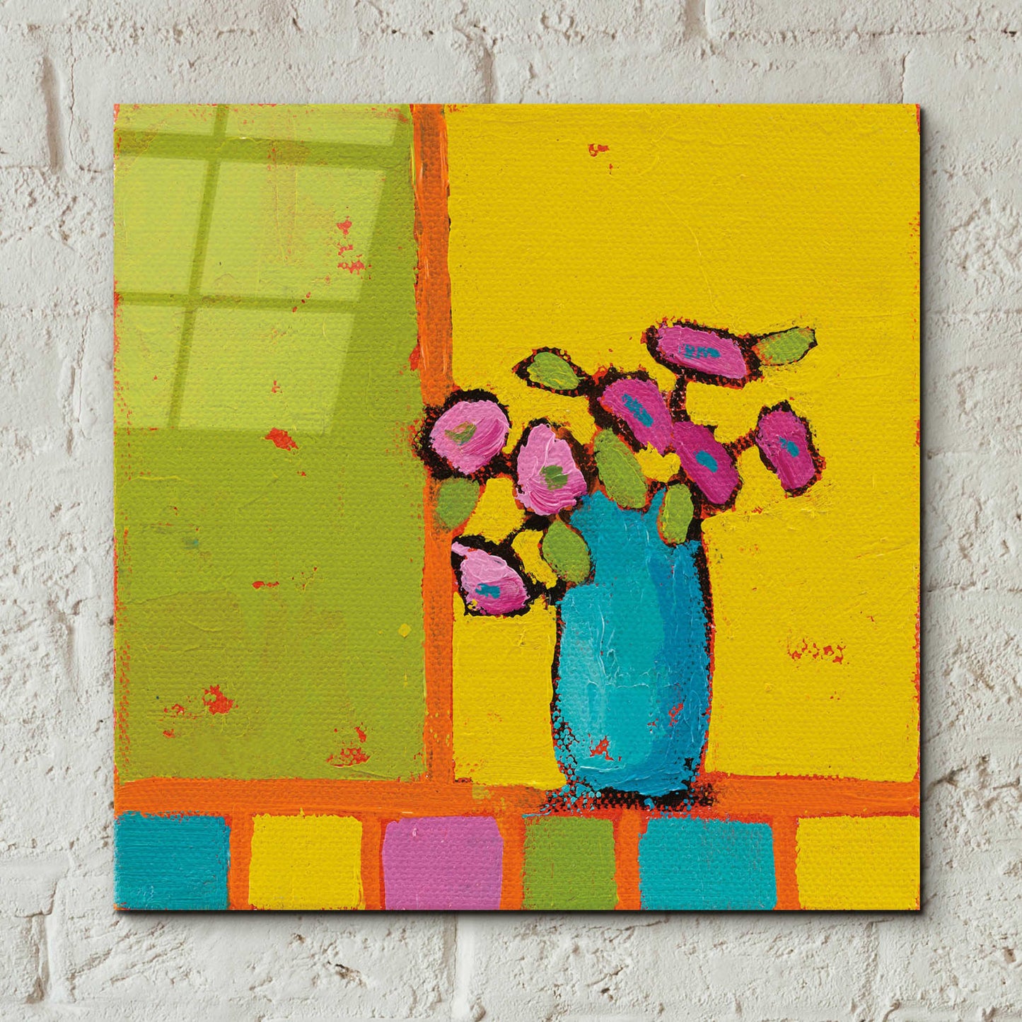 Epic Art 'Turquoise Vase Bright' by Phyllis Adams, Acrylic Glass Wall Art,12x12