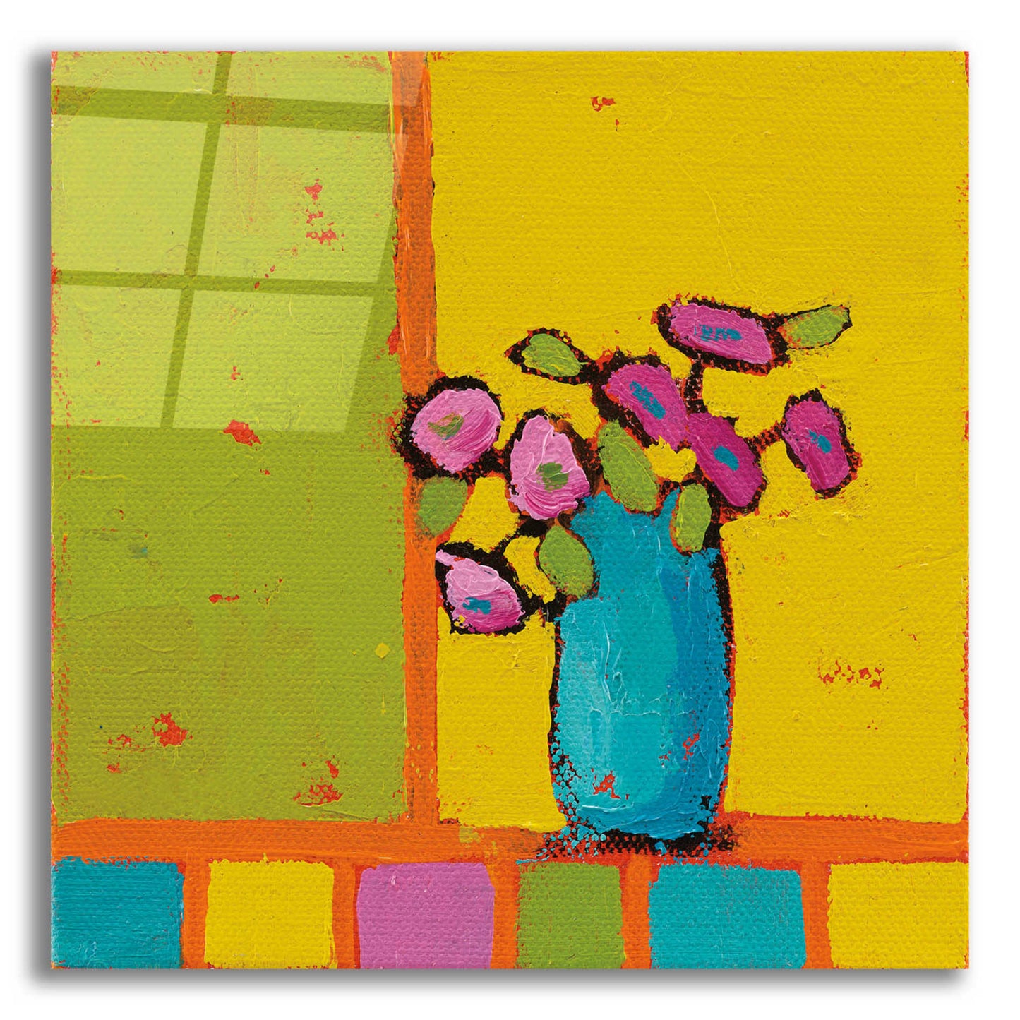 Epic Art 'Turquoise Vase Bright' by Phyllis Adams, Acrylic Glass Wall Art,12x12