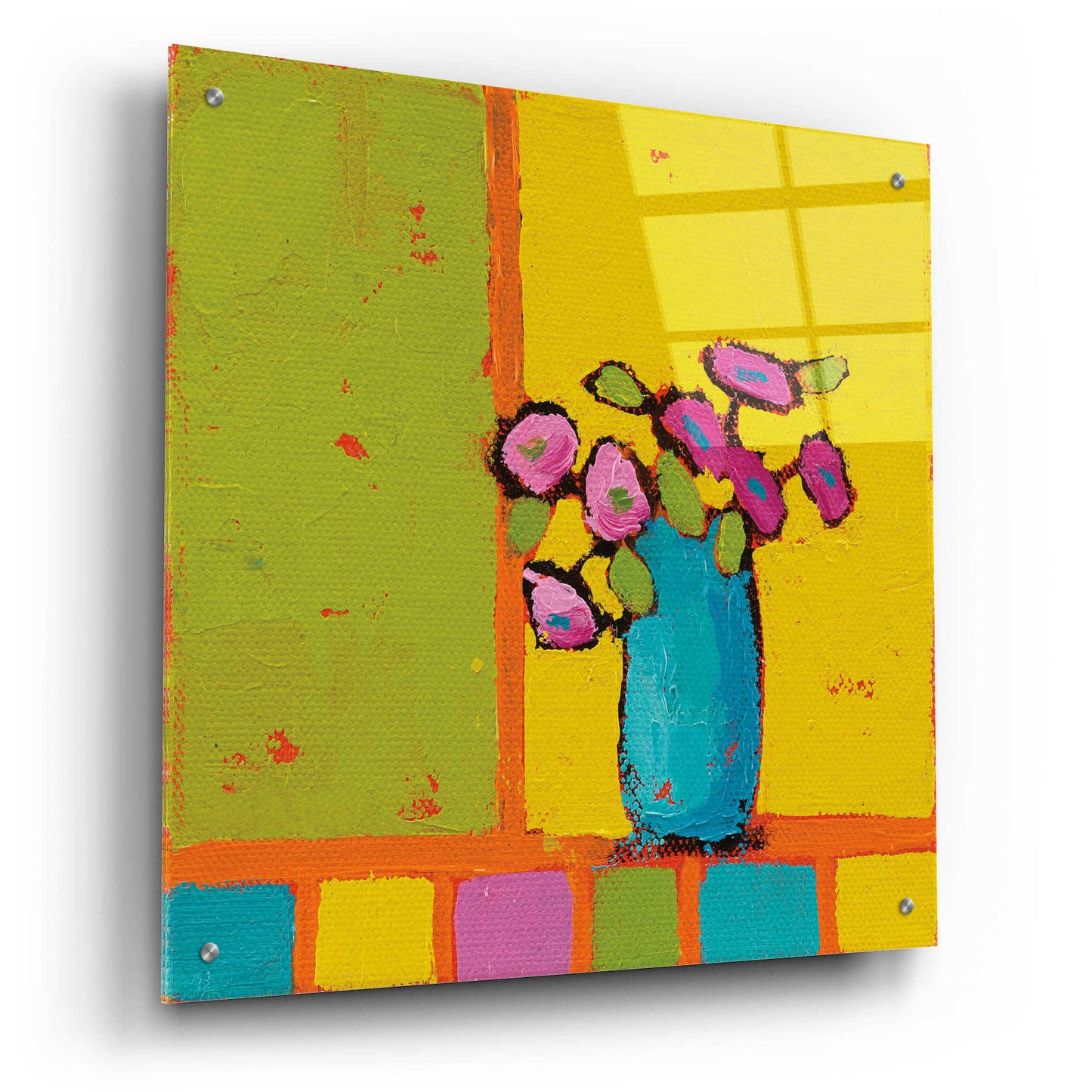 Epic Art 'Turquoise Vase Bright' by Phyllis Adams, Acrylic Glass Wall Art,24x24