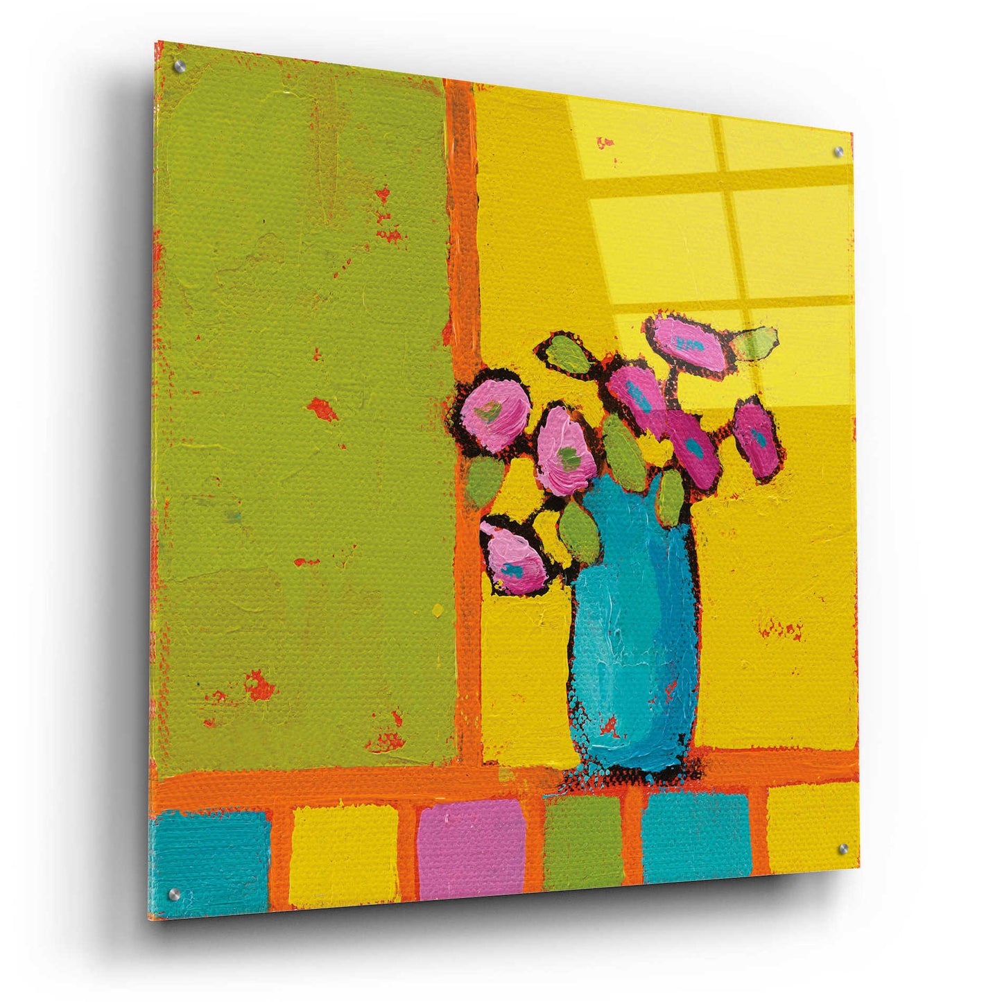 Epic Art 'Turquoise Vase Bright' by Phyllis Adams, Acrylic Glass Wall Art,36x36