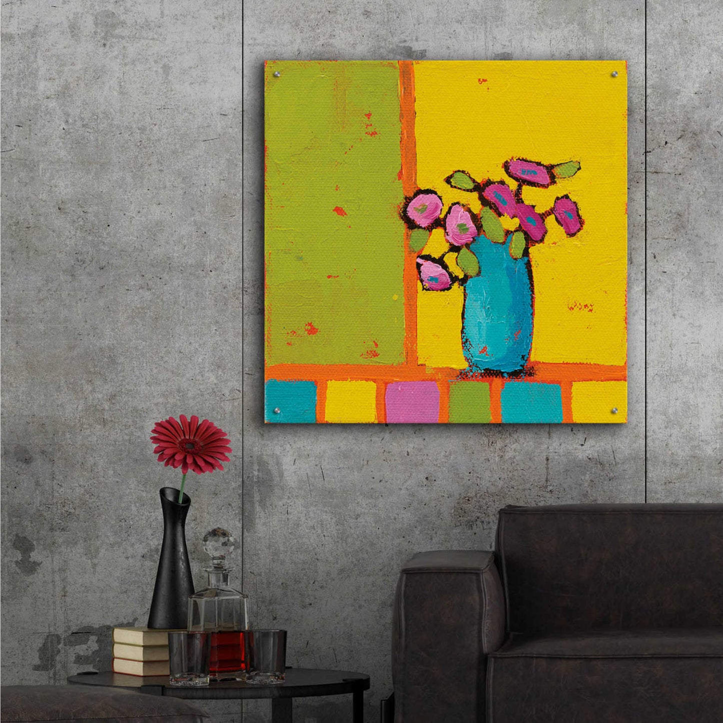 Epic Art 'Turquoise Vase Bright' by Phyllis Adams, Acrylic Glass Wall Art,36x36