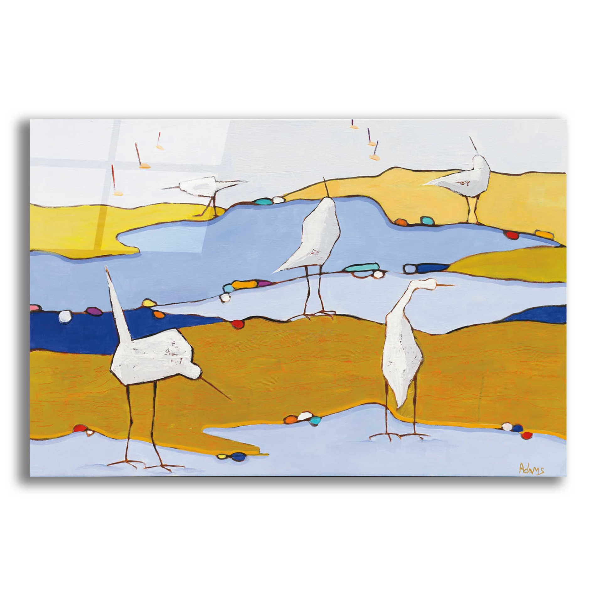 Epic Art 'Marsh Egrets VI Dark Sand' by Phyllis Adams, Acrylic Glass Wall Art,16x12