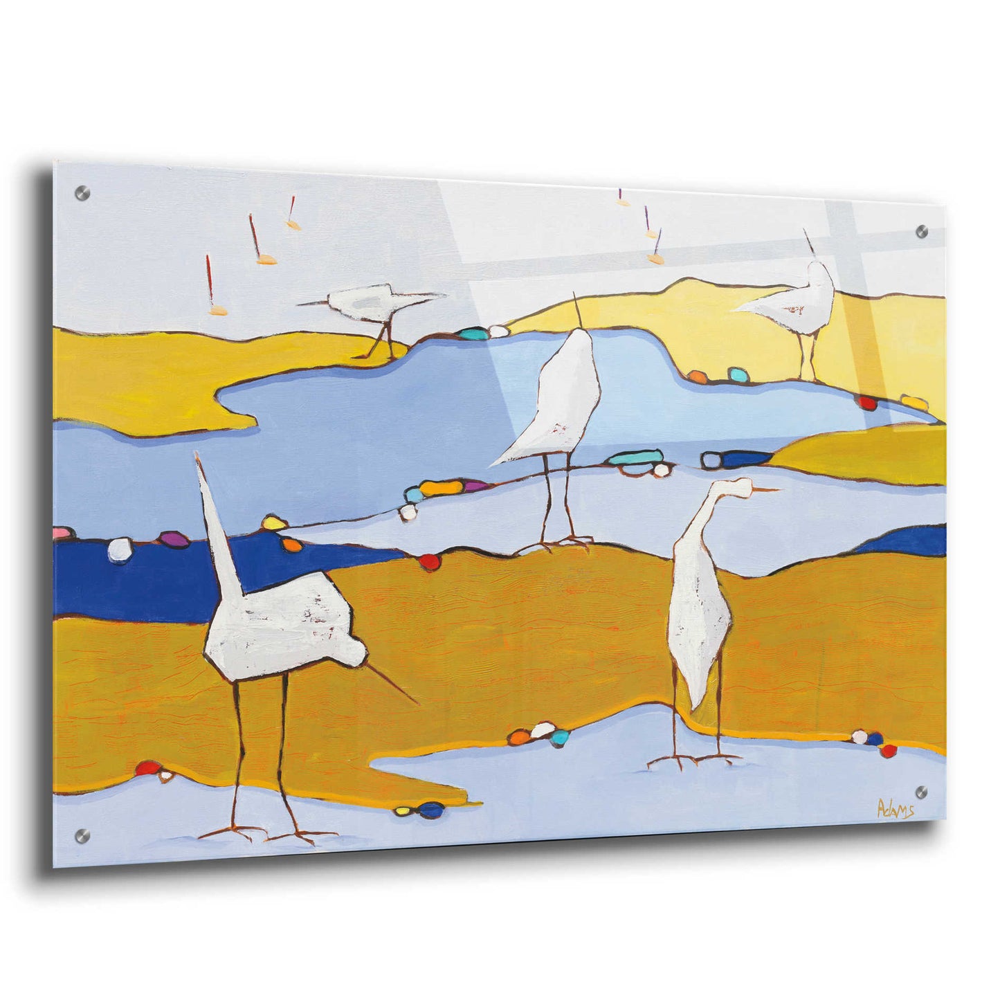 Epic Art 'Marsh Egrets VI Dark Sand' by Phyllis Adams, Acrylic Glass Wall Art,36x24