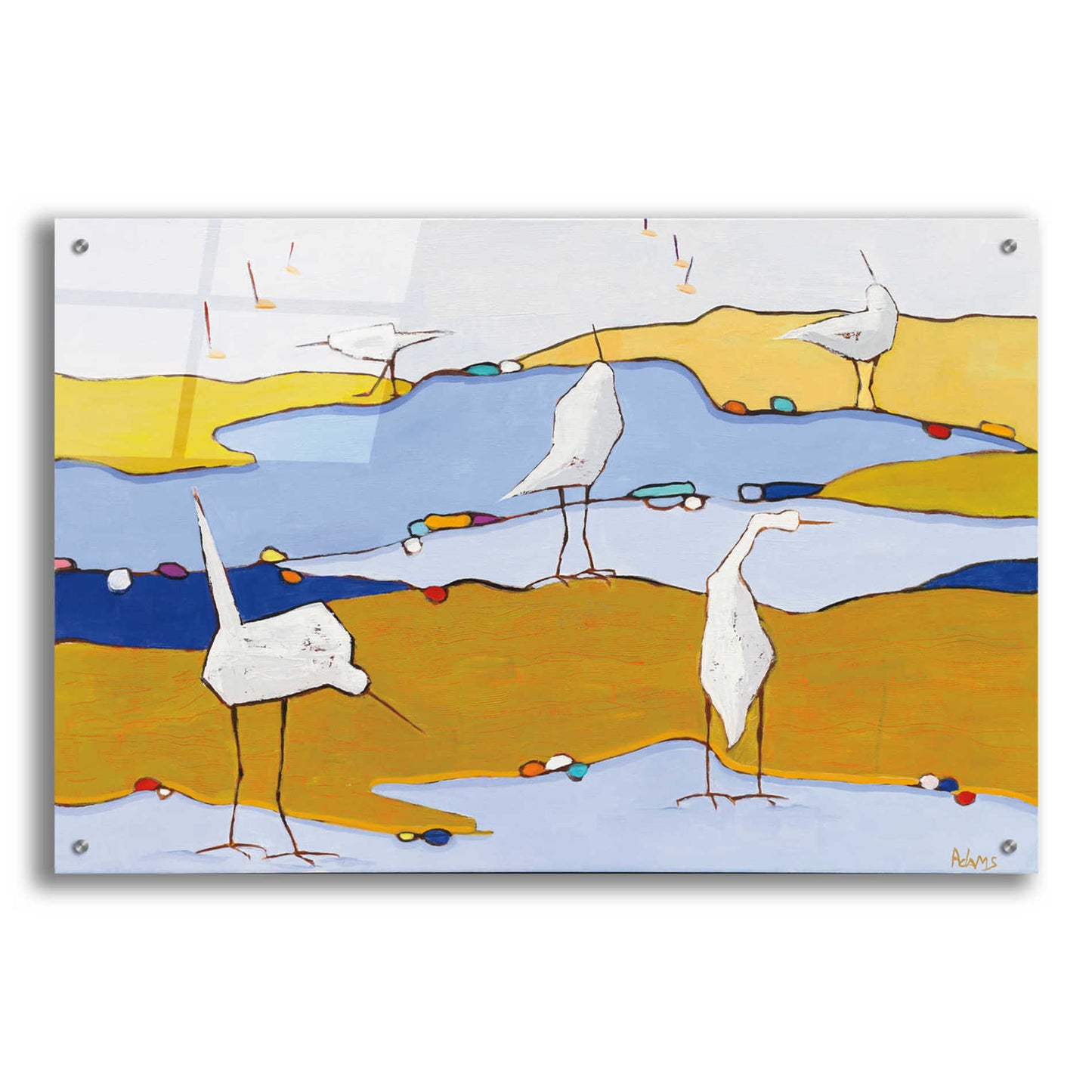 Epic Art 'Marsh Egrets VI Dark Sand' by Phyllis Adams, Acrylic Glass Wall Art,36x24