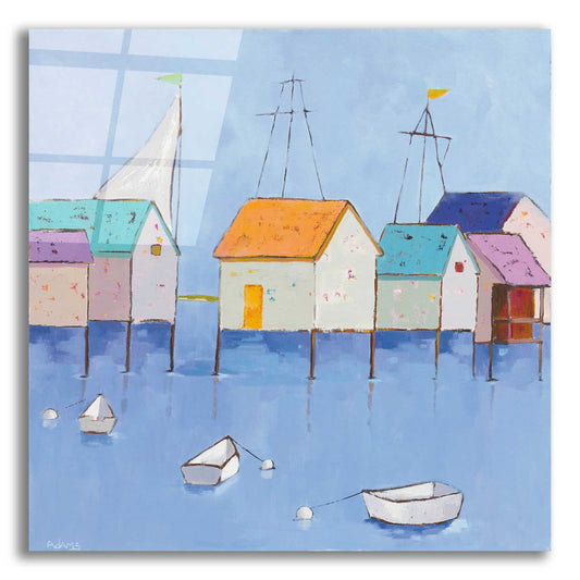 Epic Art 'Boat House Row Dark Blue Sky' by Phyllis Adams, Acrylic Glass Wall Art