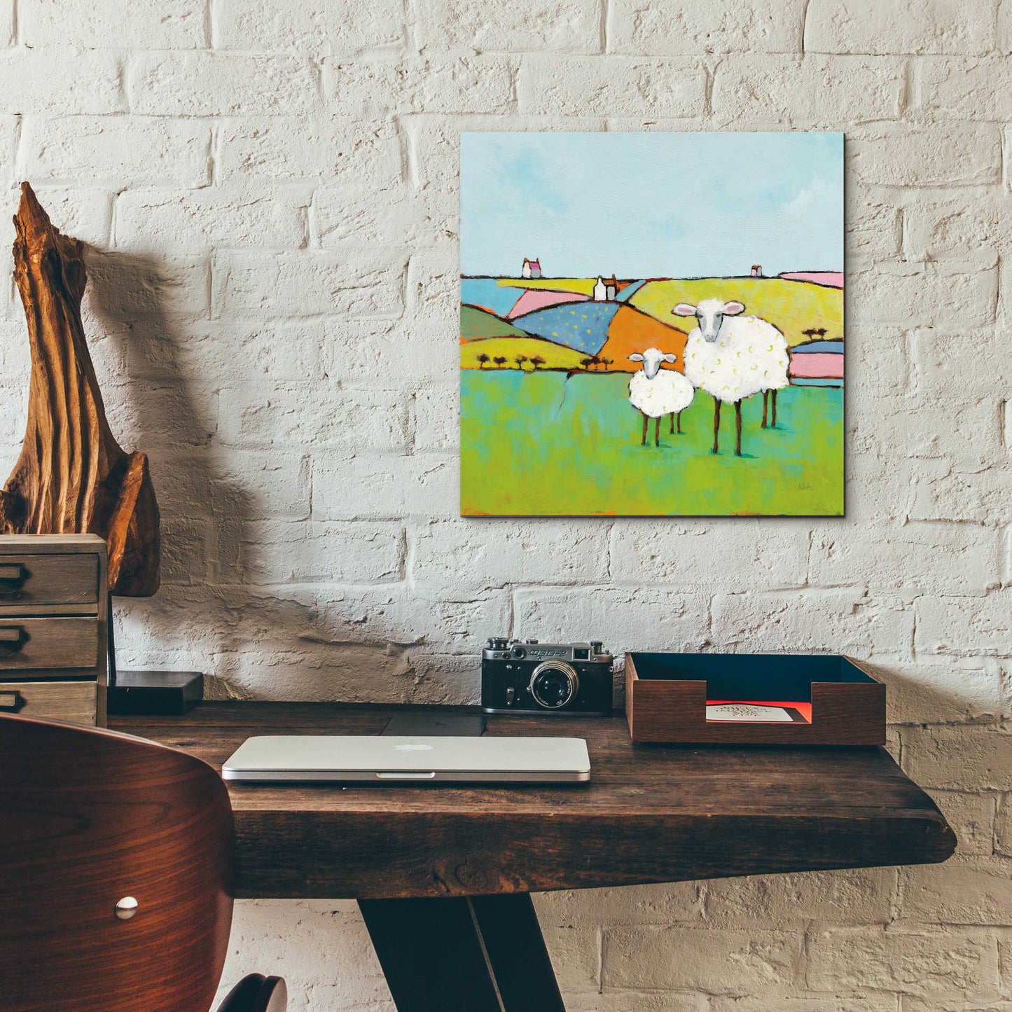 Epic Art 'Sheep in the Meadow II' by Phyllis Adams, Acrylic Glass Wall Art,12x12