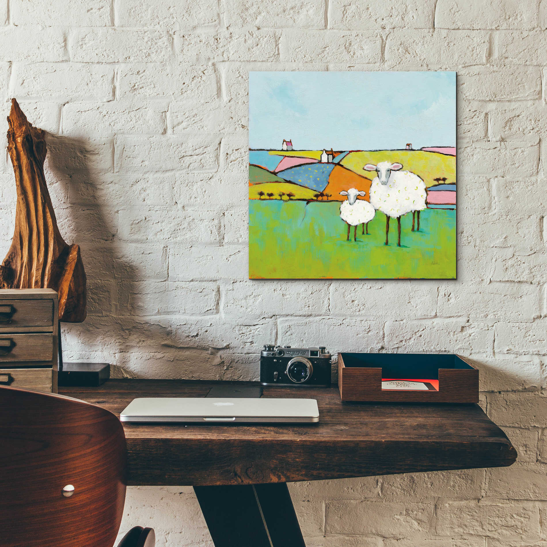 Epic Art 'Sheep in the Meadow II' by Phyllis Adams, Acrylic Glass Wall Art,12x12
