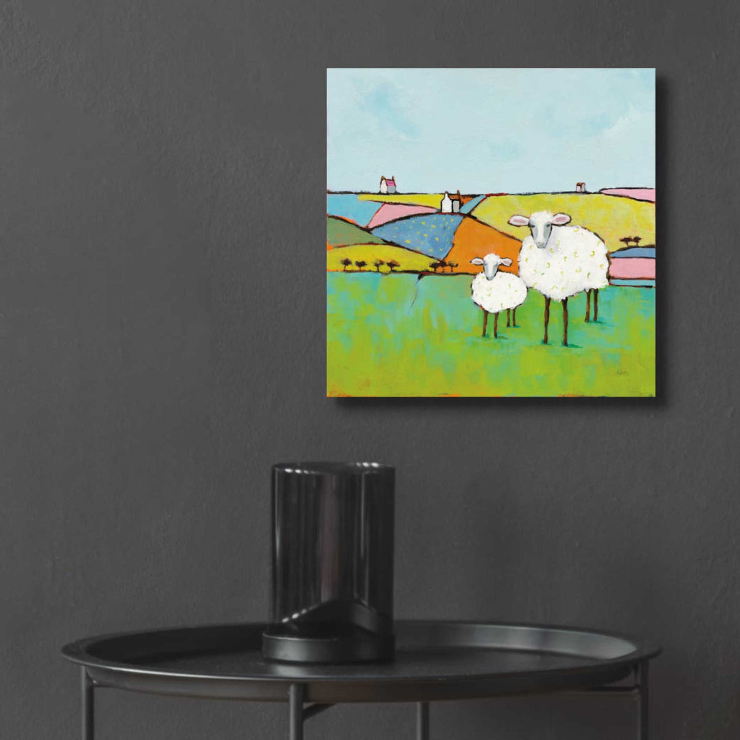 Epic Art 'Sheep in the Meadow II' by Phyllis Adams, Acrylic Glass Wall Art,12x12