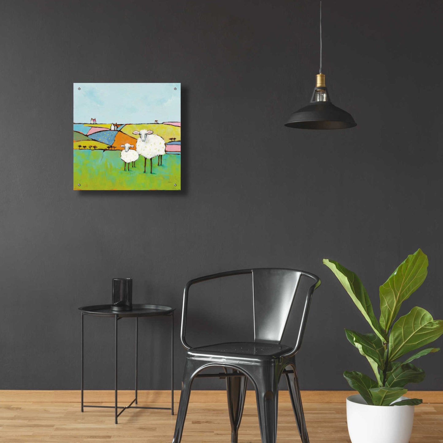 Epic Art 'Sheep in the Meadow II' by Phyllis Adams, Acrylic Glass Wall Art,24x24