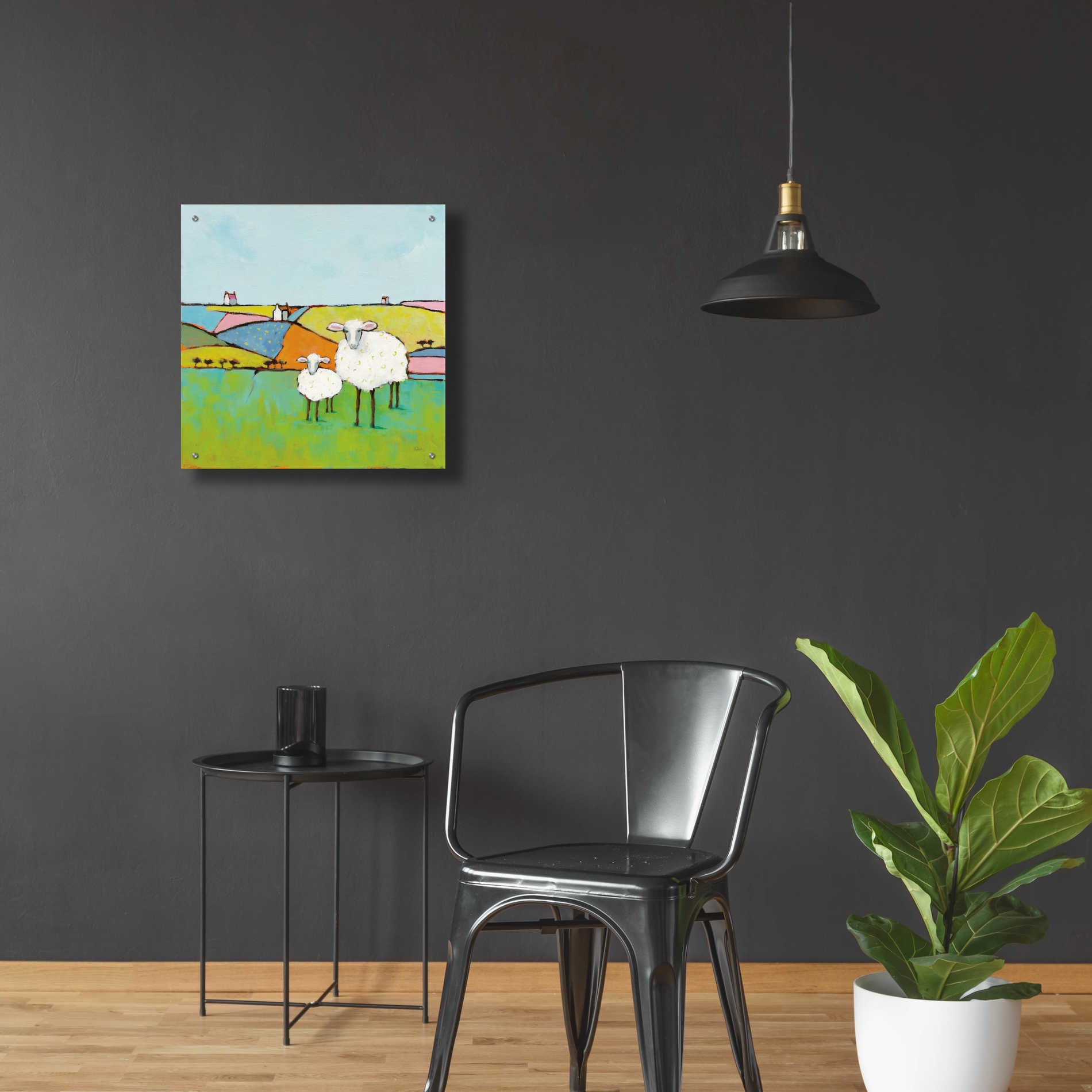 Epic Art 'Sheep in the Meadow II' by Phyllis Adams, Acrylic Glass Wall Art,24x24