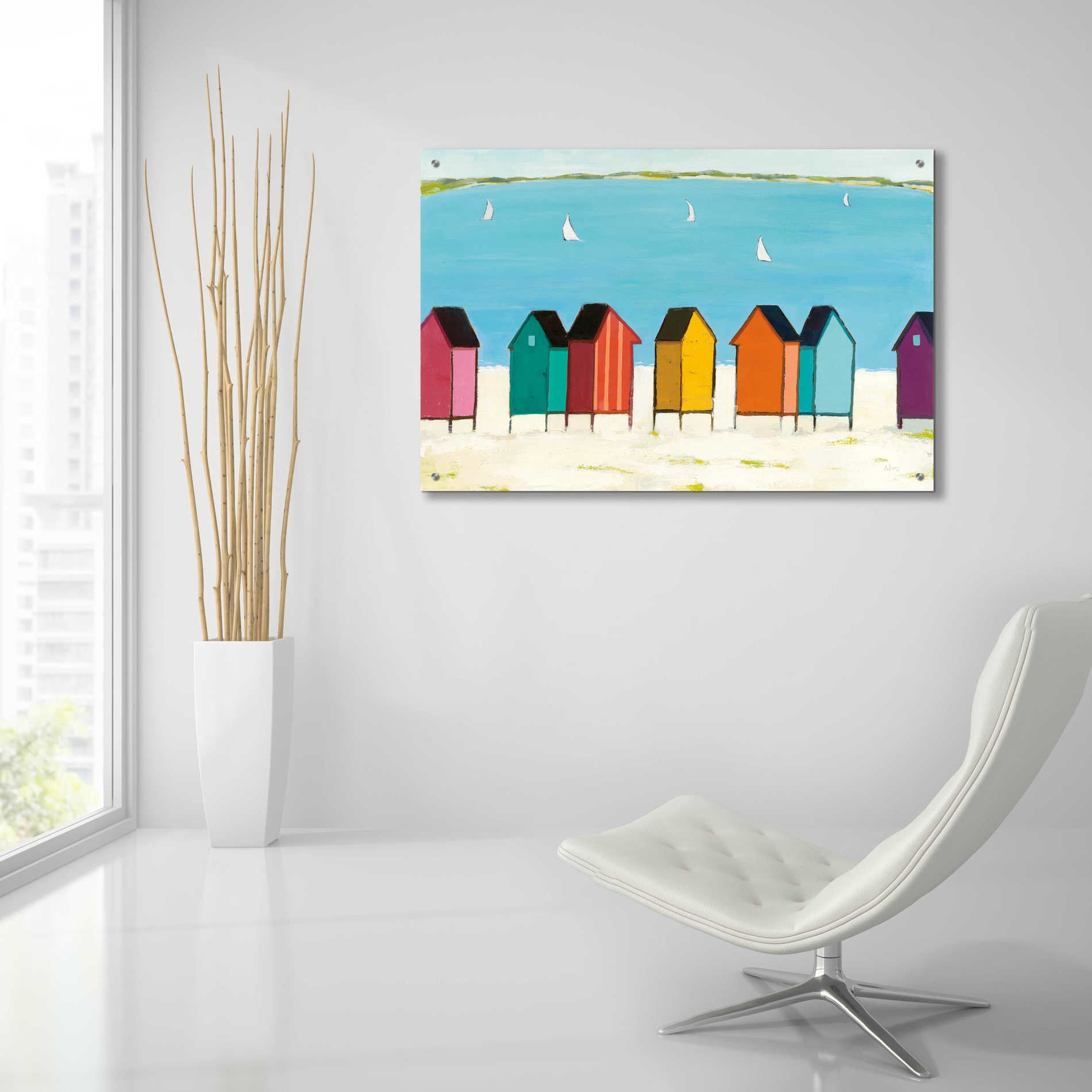 Epic Art 'Cabanas I' by Phyllis Adams, Acrylic Glass Wall Art,36x24