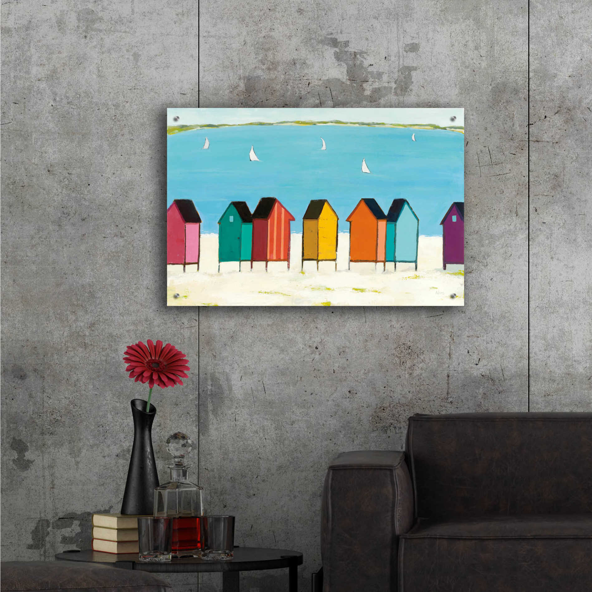 Epic Art 'Cabanas I' by Phyllis Adams, Acrylic Glass Wall Art,36x24